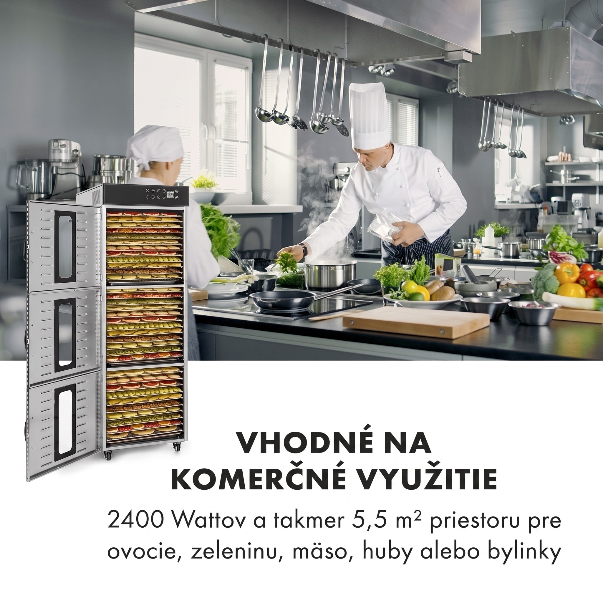 Klarstein Master Jerky 550, sušička potravín, 2400 W, 30 – 90 °C, 24 hod. časovač, nehrdzavejúca oceľ, strieborný – Obrázok 2