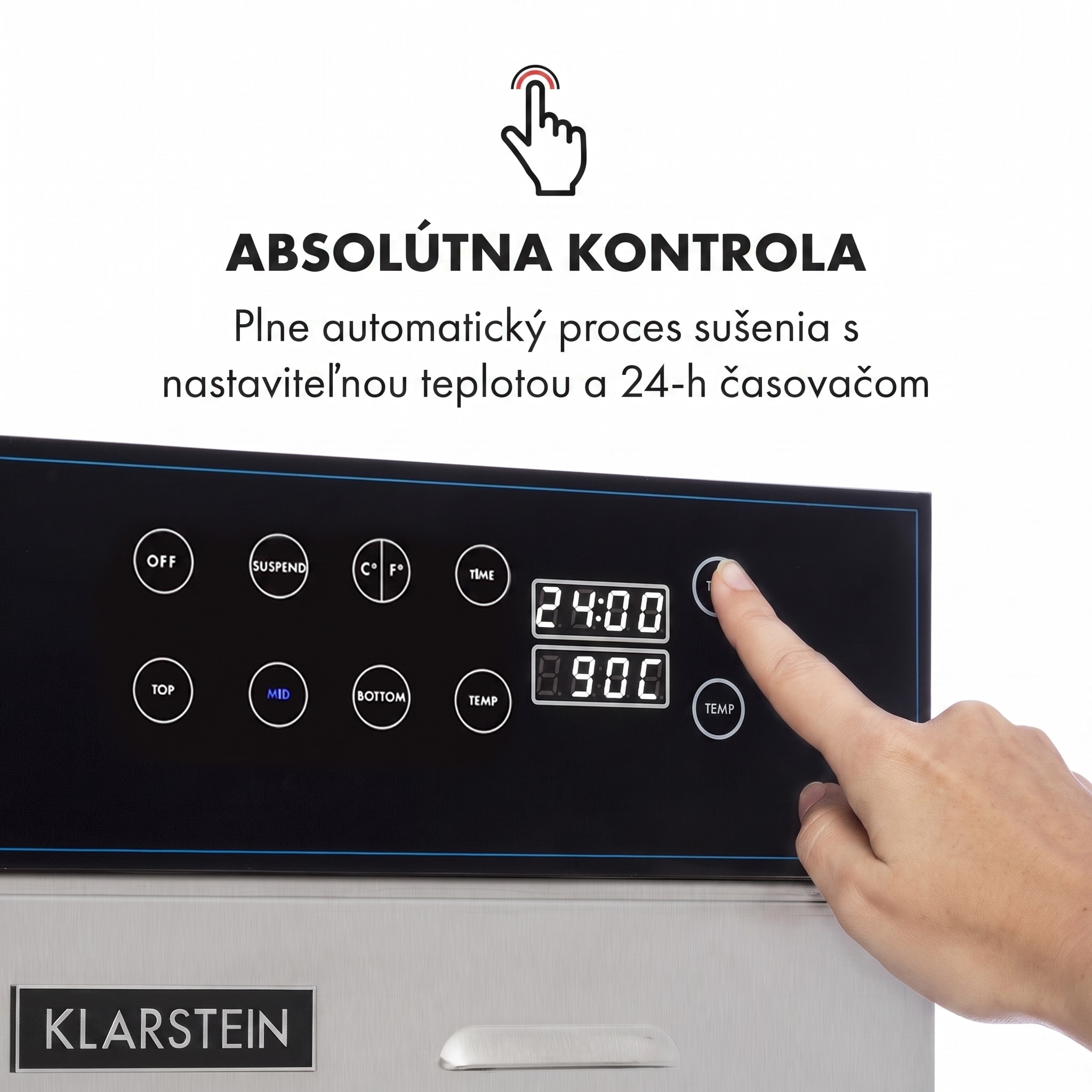 Klarstein Master Jerky 550, sušička potravín, 2400 W, 30 – 90 °C, 24 hod. časovač, nehrdzavejúca oceľ, strieborný – Obrázok 3