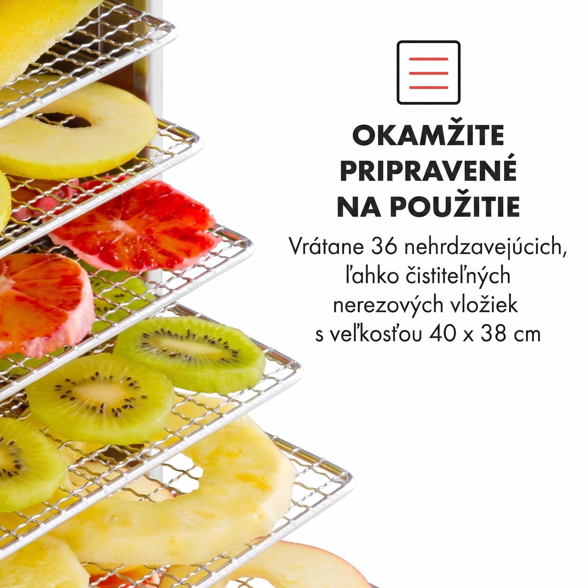 Klarstein Master Jerky 550, sušička potravín, 2400 W, 30 – 90 °C, 24 hod. časovač, nehrdzavejúca oceľ, strieborný – Obrázok 4