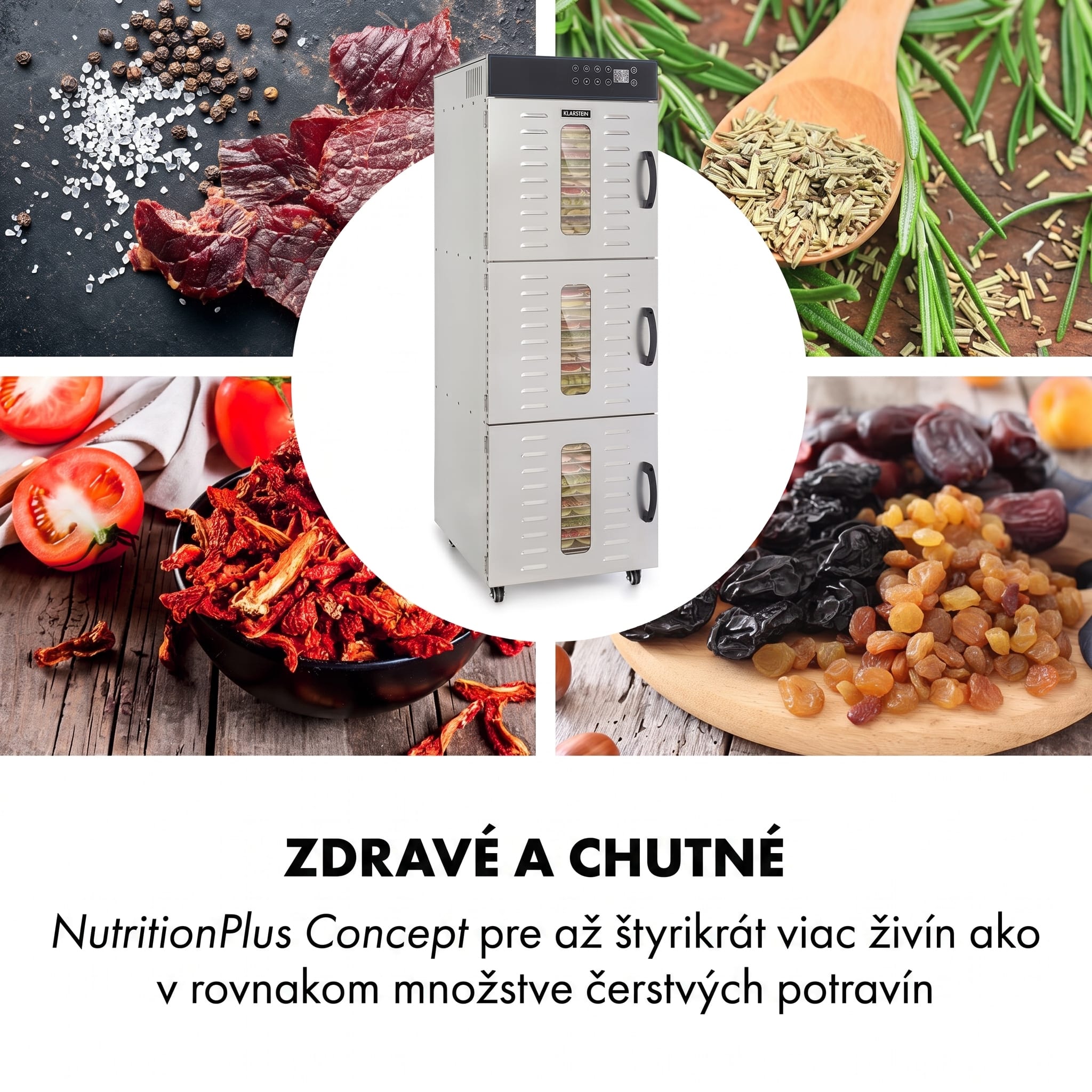 Klarstein Master Jerky 550, sušička potravín, 2400 W, 30 – 90 °C, 24 hod. časovač, nehrdzavejúca oceľ, strieborný – Obrázok 5