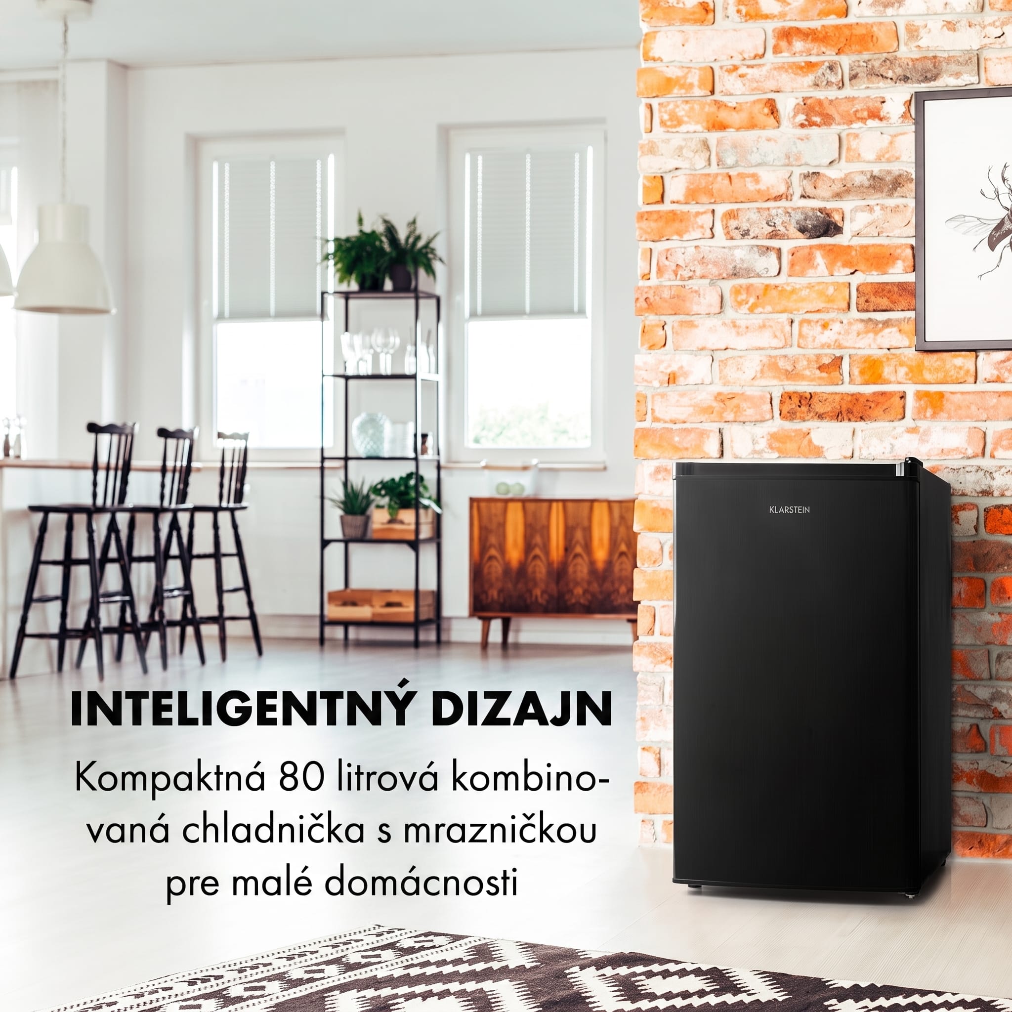 Klarstein Cool Cousin, chladnička s mrazničkou, 70/11 l, 40 dB, energet. trieda E, čierna – Obrázok 2