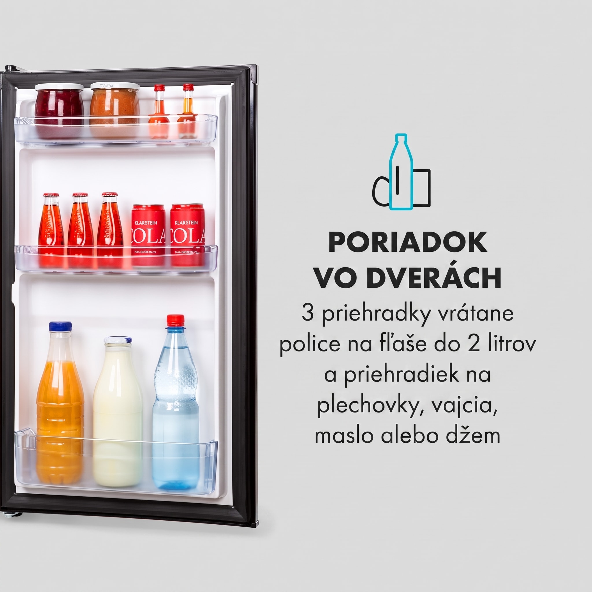 Klarstein Cool Cousin, chladnička s mrazničkou, 70/11 l, 40 dB, energet. trieda E, čierna – Obrázok 5