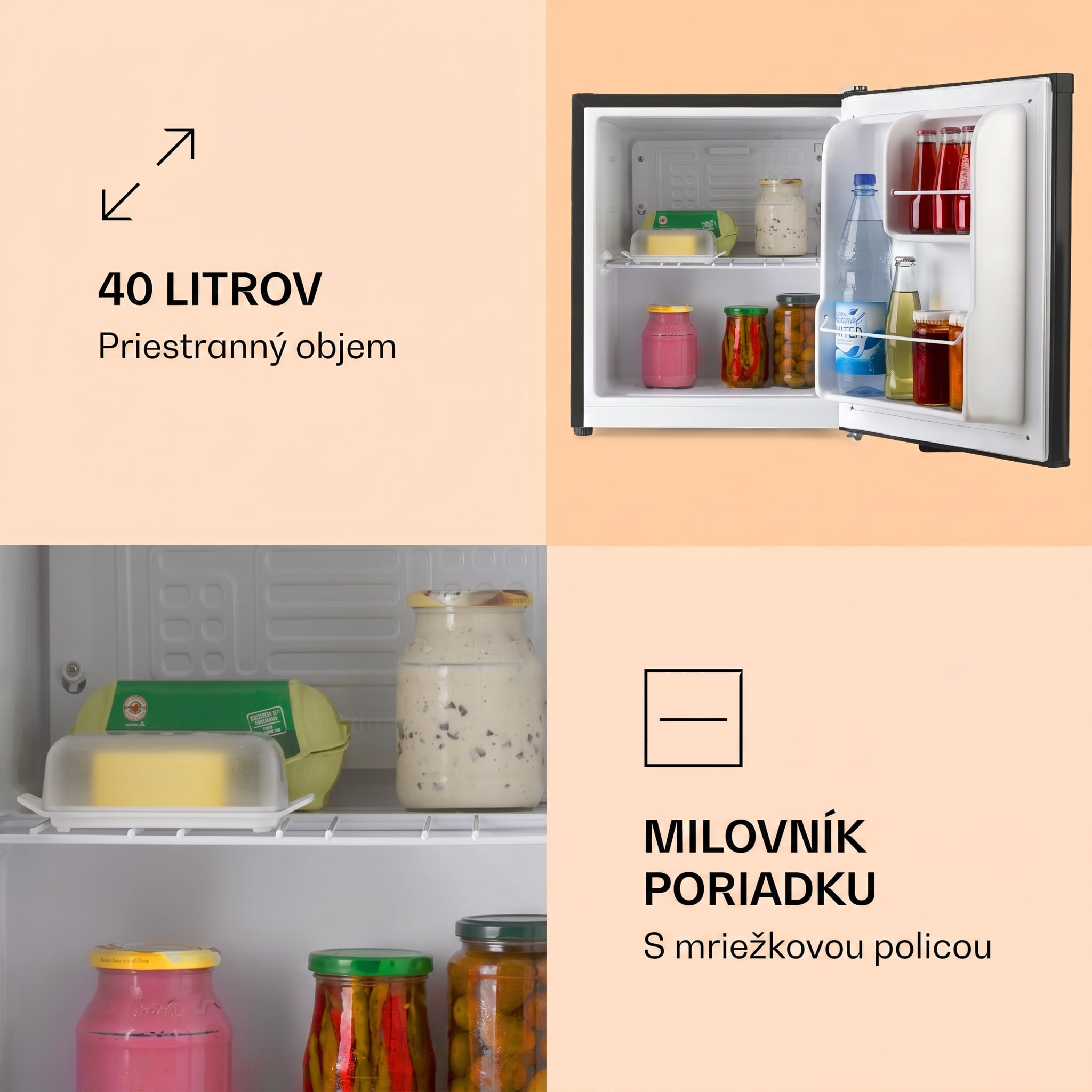 Klarstein Scooby, mini chladnička, 40 l, energet. trieda E, 39 dB, čierna – Obrázok 3