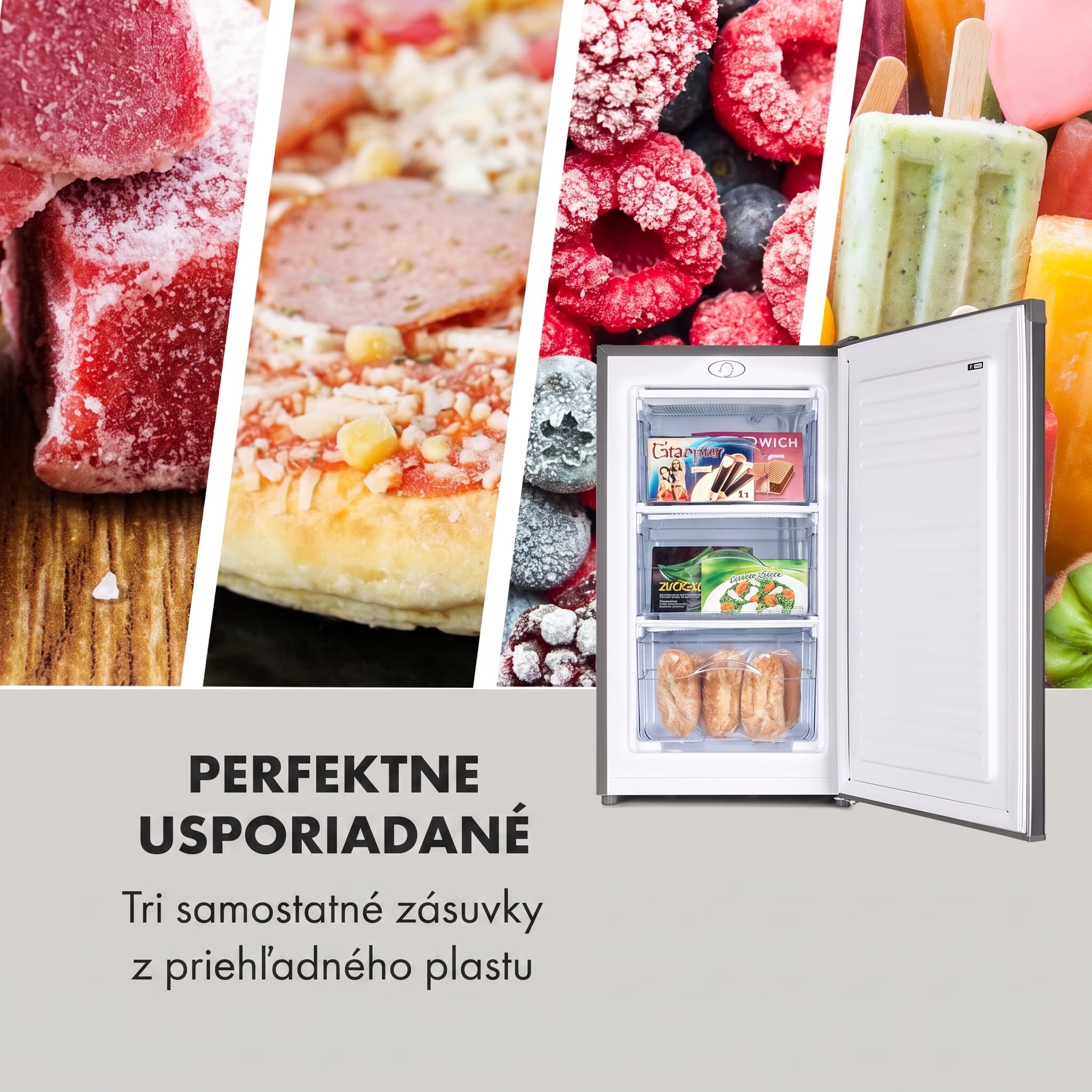 Klarstein Garfield Eco L, mraznička, 64 l, 3 zásuvky, sivá – Obrázok 5