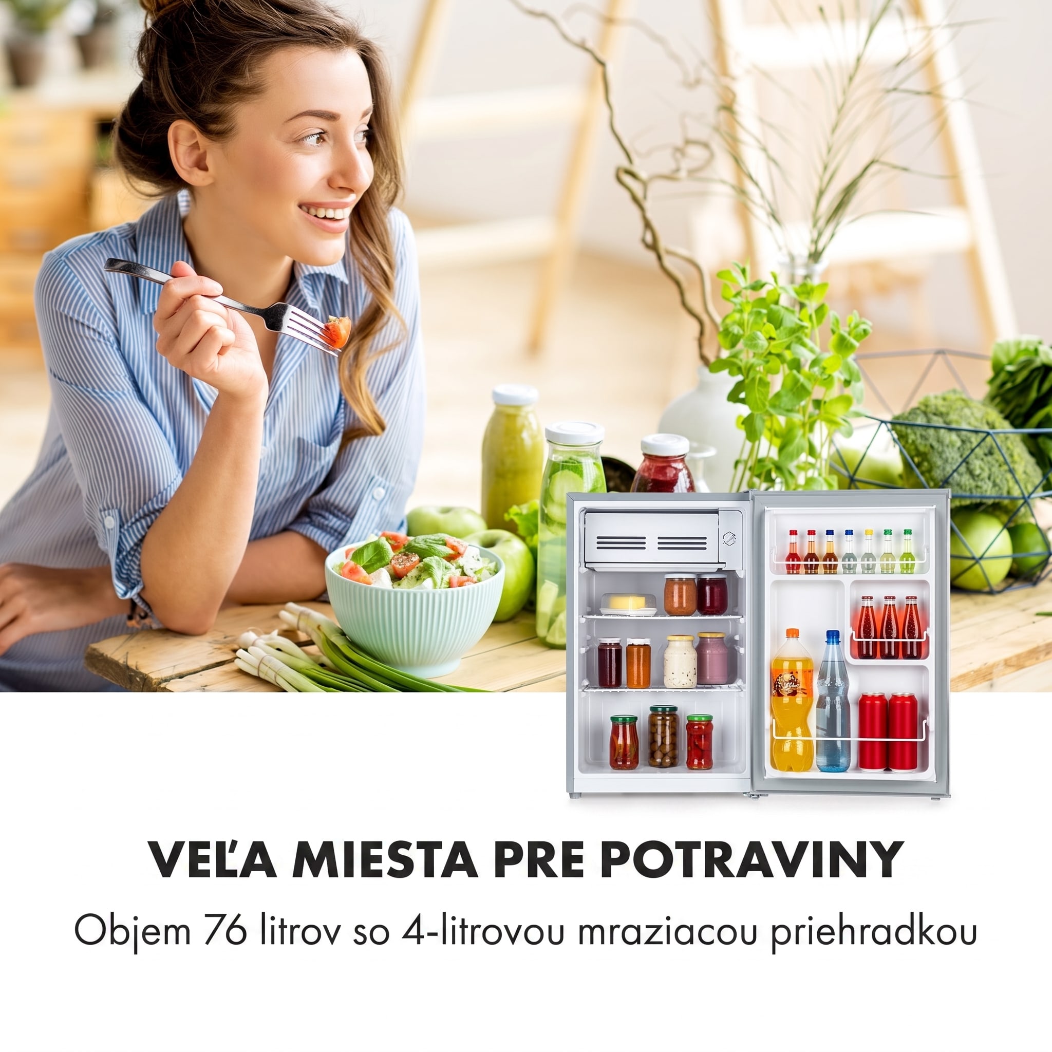 Klarstein Delaware, chladnička, 75 l, mraziaci priečinok 4 l, energet. trieda E, kompresné chladenie – Obrázok 4