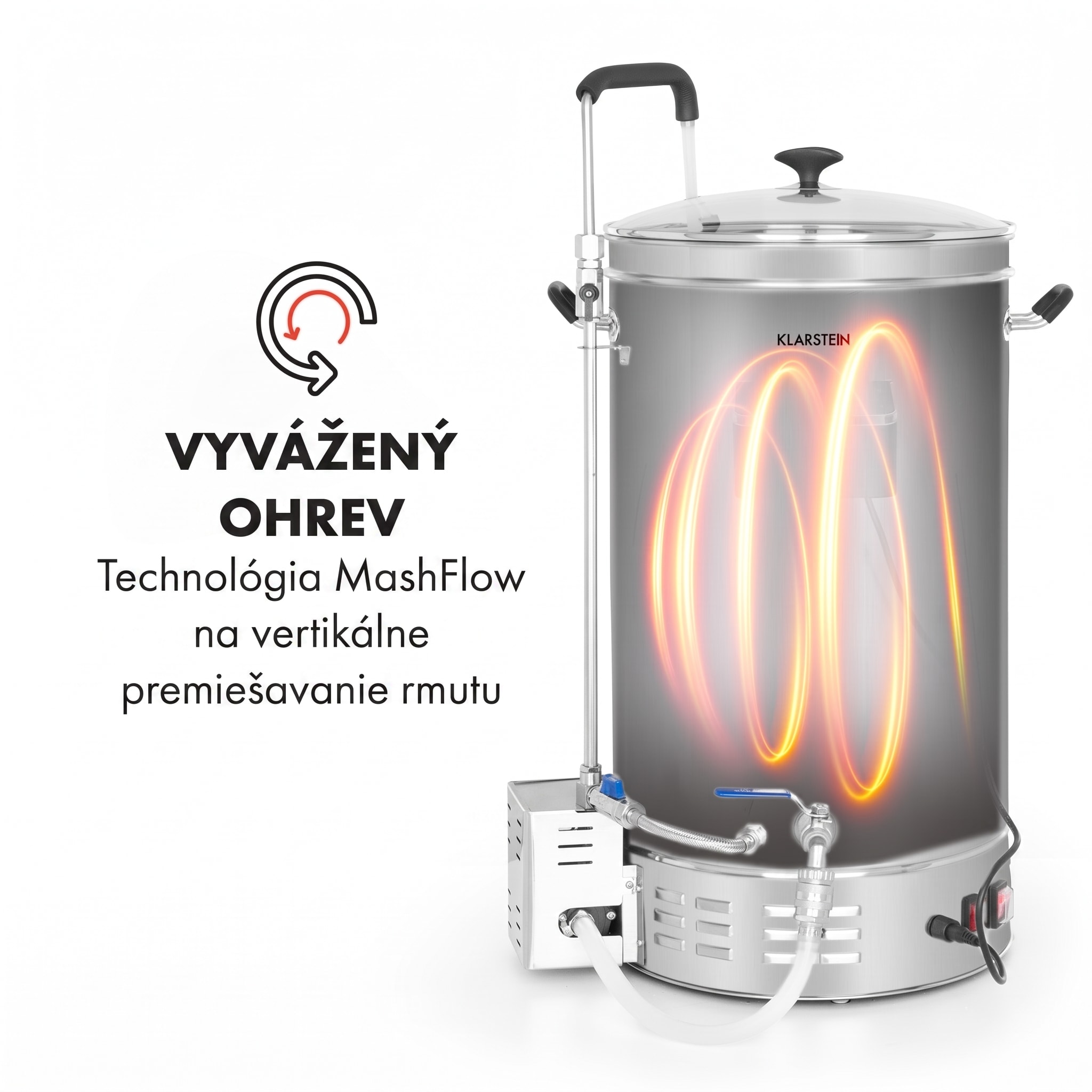 Klarstein Brauheld Pro, sladový kotol, 35 l, 2500 W, 30 – 100 °C, obehové čerpadlo, nehrdzavejúca oceľ – Obrázok 4