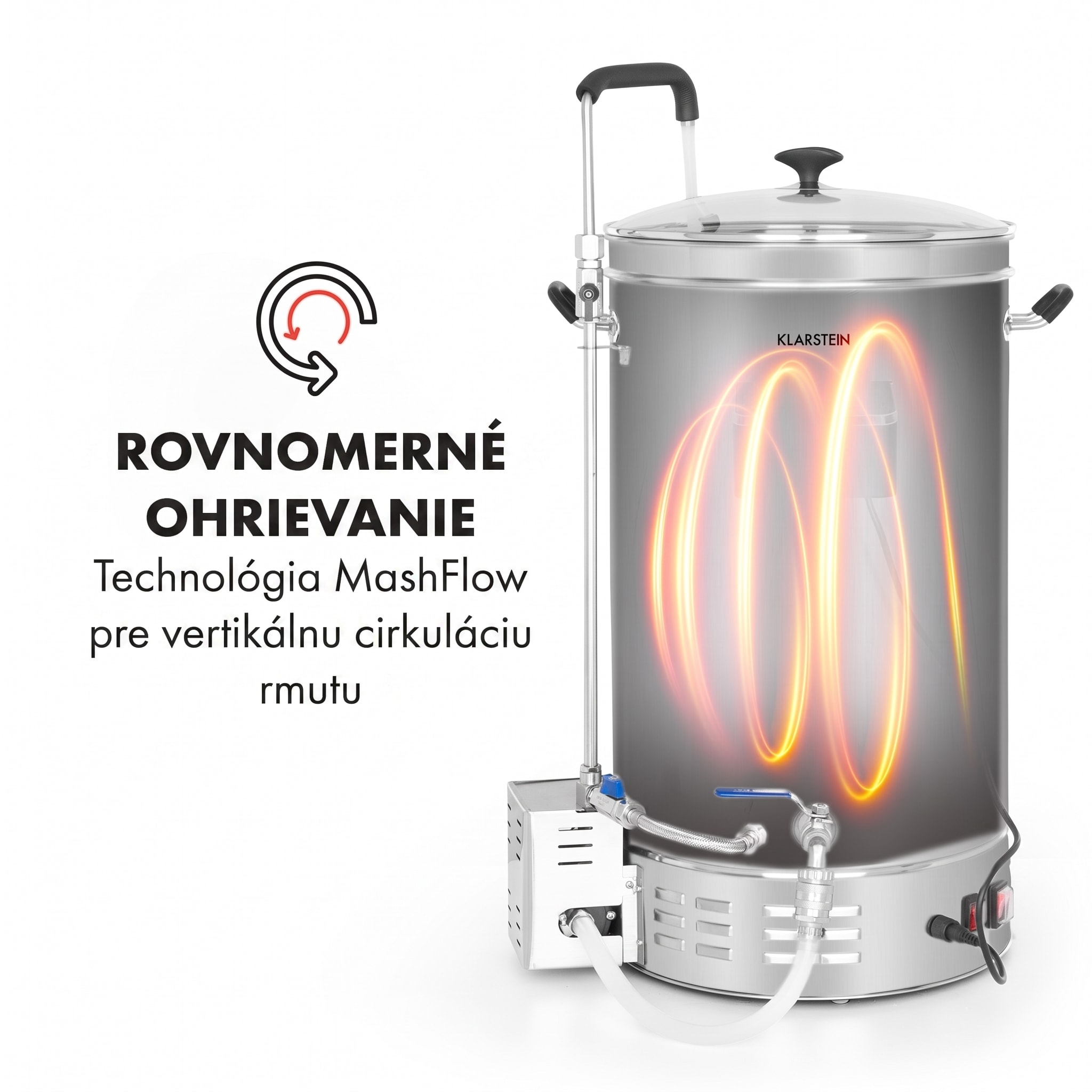 Klarstein Brauheld Pro, sladový kotol, 45 l, 3300 W, 30 – 100 °C, obehové čerpadlo, nehrdzavejúca oceľ – Obrázok 4