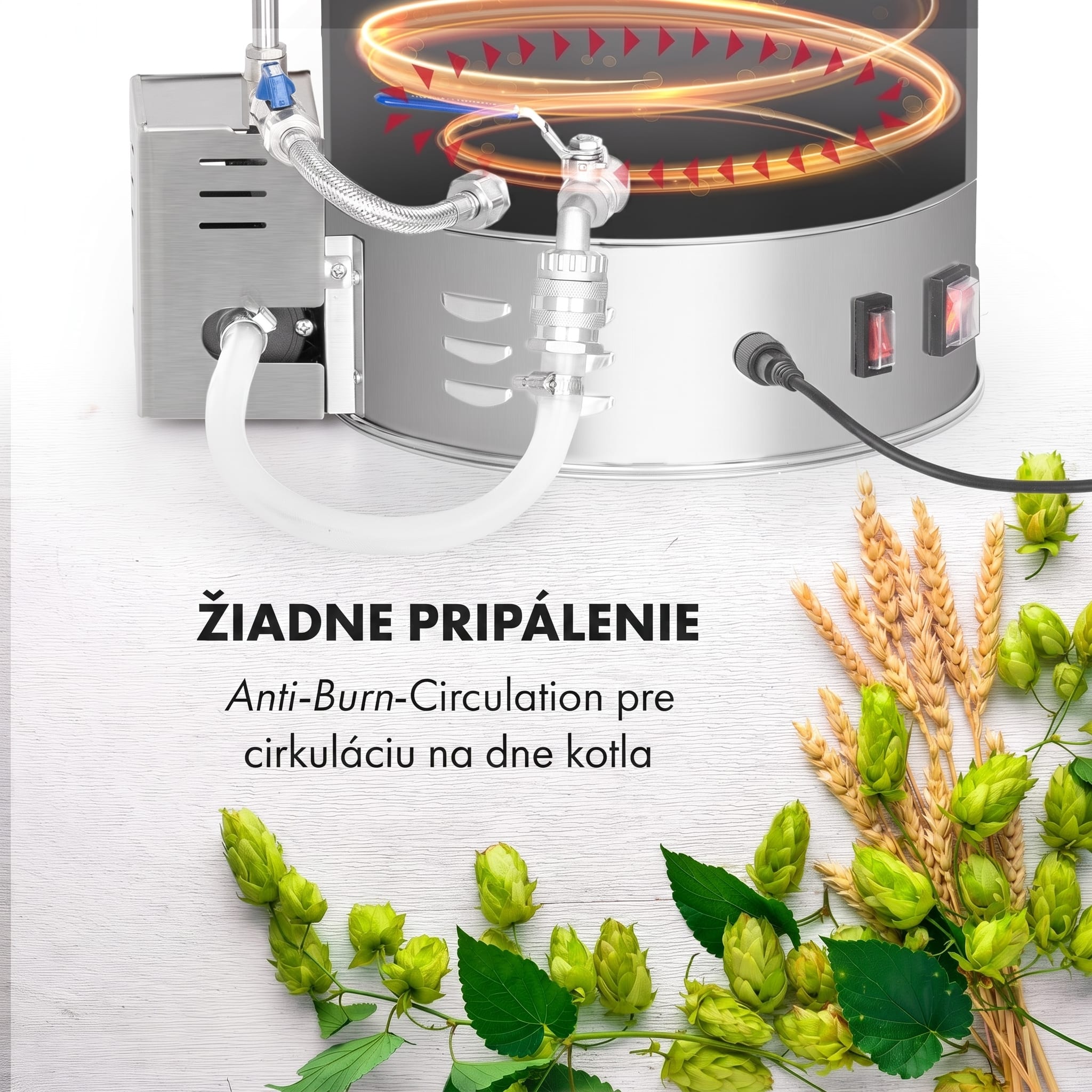 Klarstein Brauheld Pro, sladový kotol, 45 l, 3300 W, 30 – 100 °C, obehové čerpadlo, nehrdzavejúca oceľ – Obrázok 5
