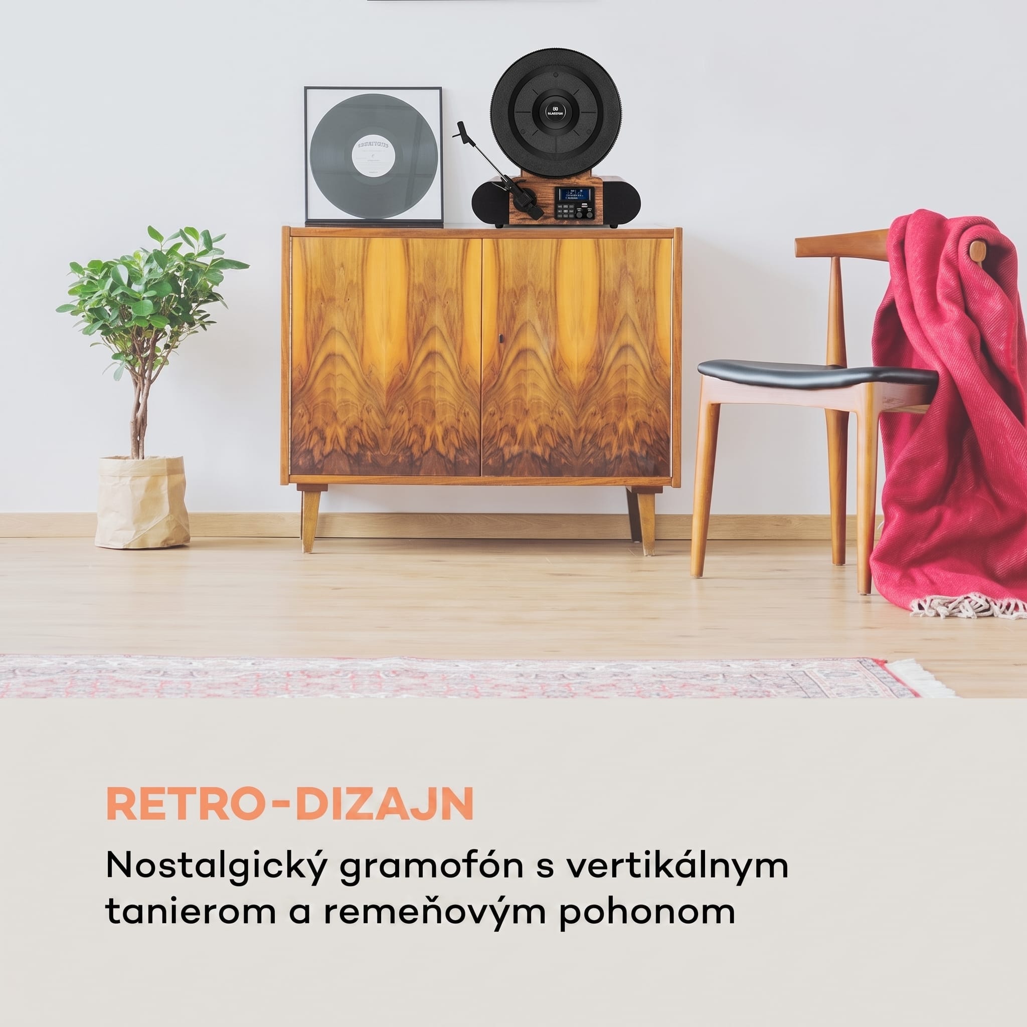 Auna Verticalo SE DAB retro gramofón DAB+ UKW tuner USB BT AUX drevo – Obrázok 2