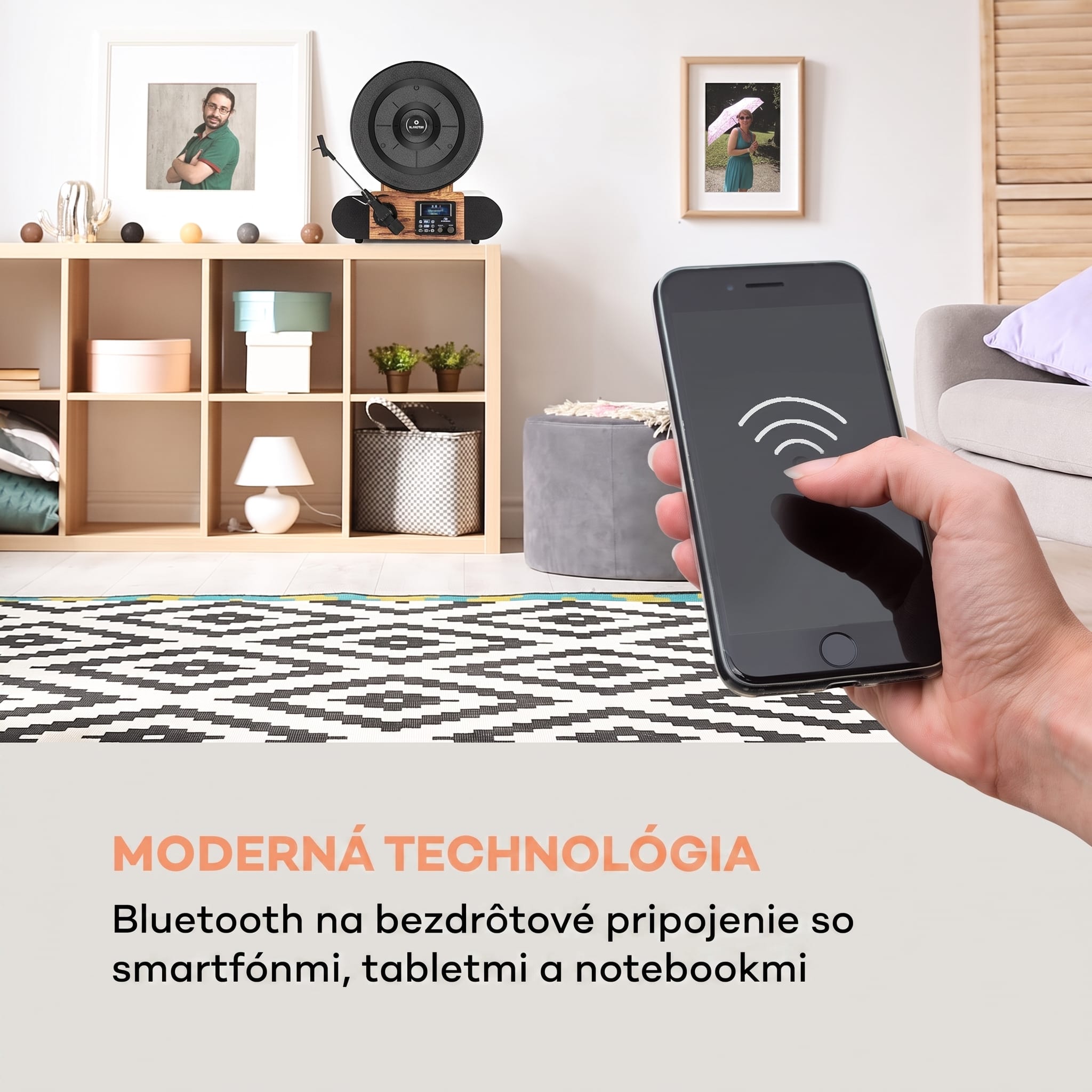 Auna Verticalo SE DAB retro gramofón DAB+ UKW tuner USB BT AUX drevo – Obrázok 5