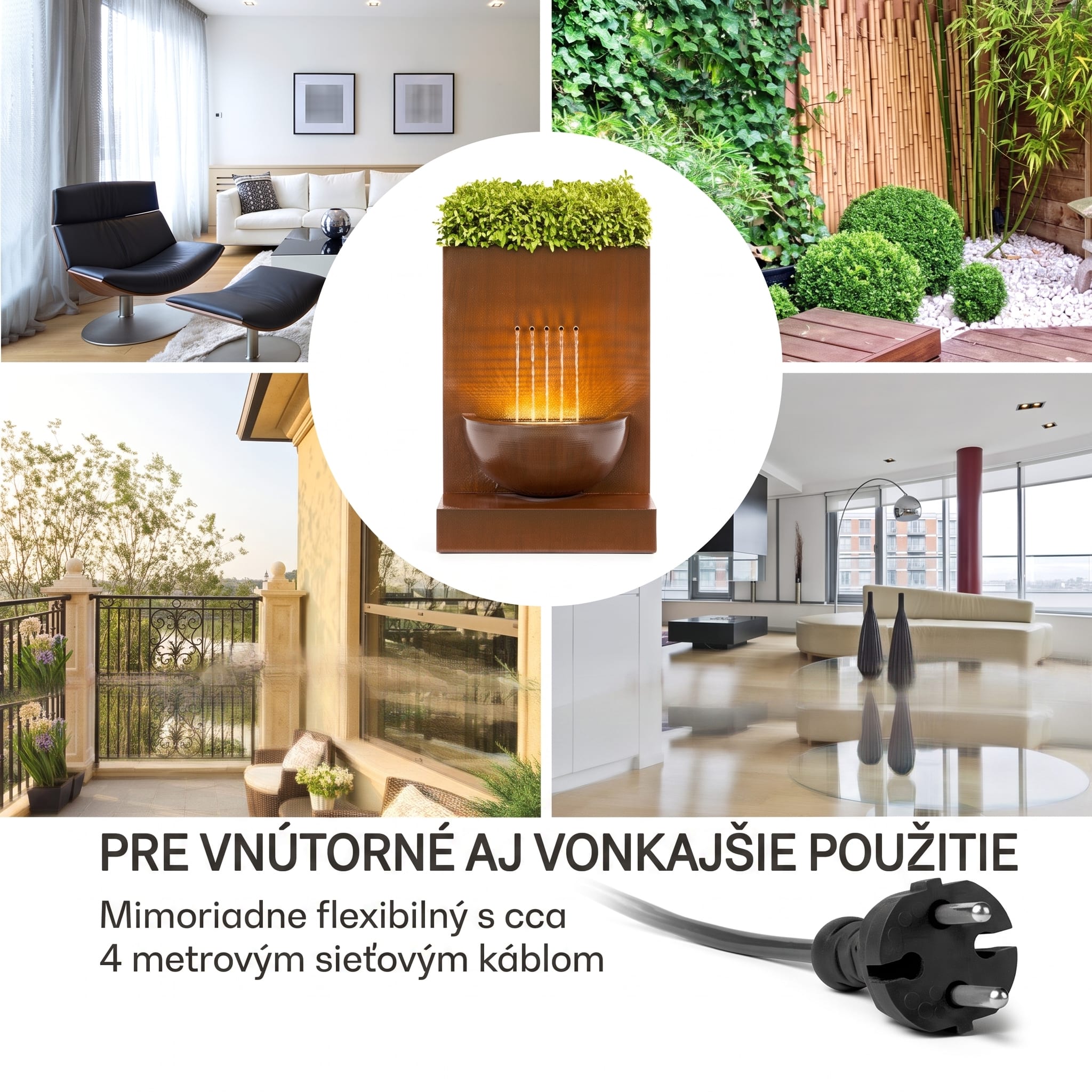 Blumfeldt Windflower, záhradná fontána s kvetináčom, 11 W, pozinkovaný kov, hnedá – Obrázok 4