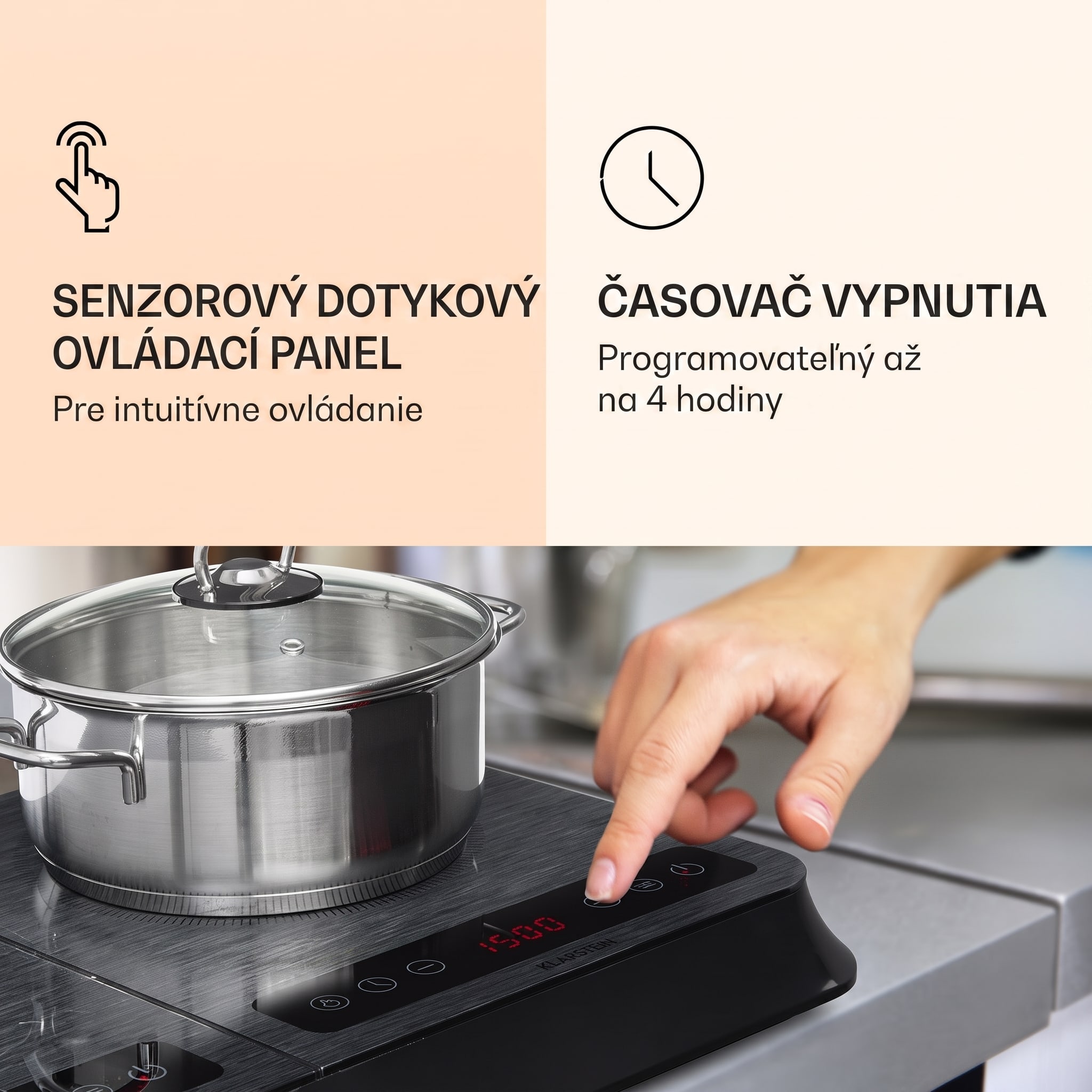 Klarstein InnoChef, indukčná varná doska, 3400 W, dotykové ovládanie, sklokeramika – Obrázok 4