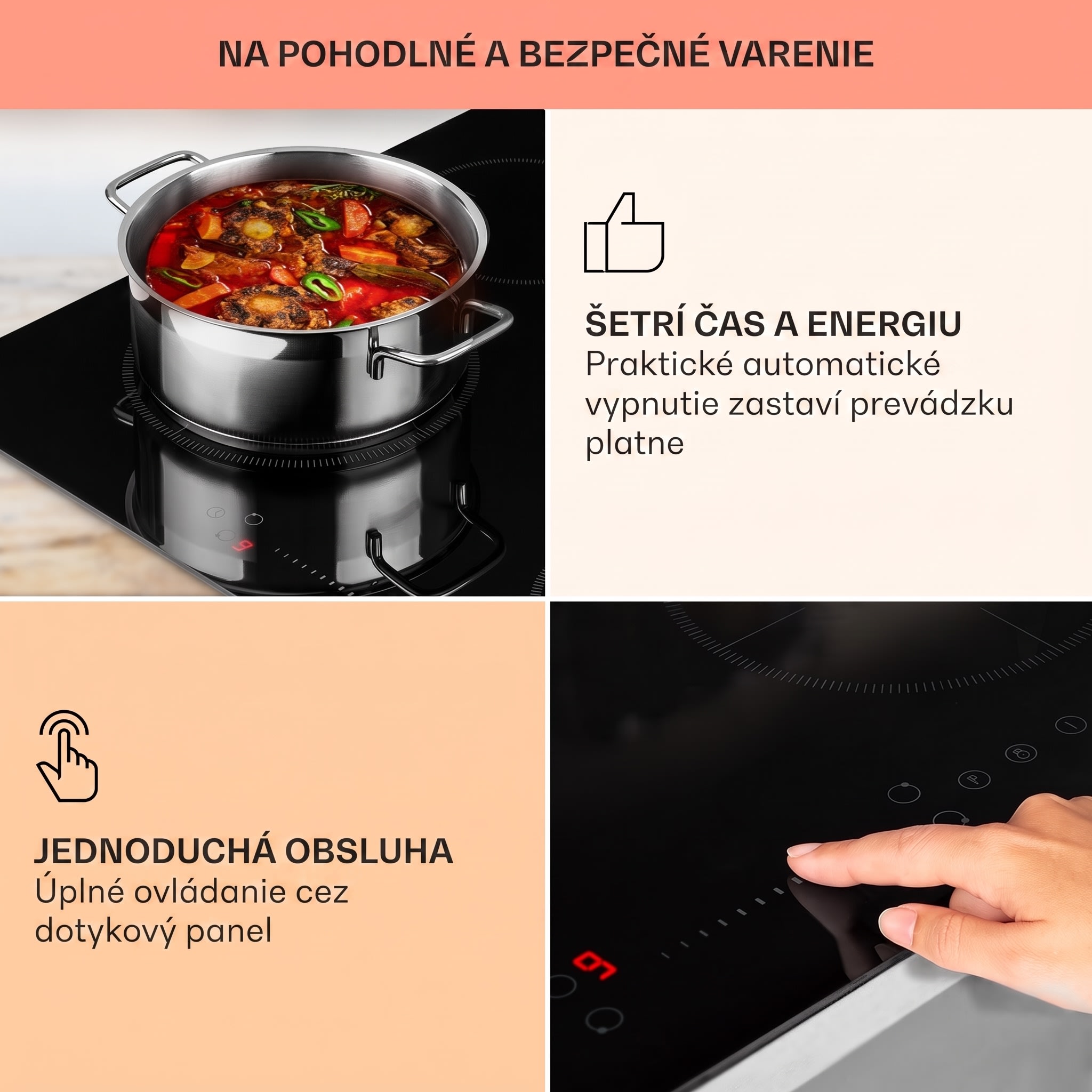 Klarstein Virtuosa EcoAdapt, indukčná varná doska, 7200 W, 4 zóny, sklo, čierna – Obrázok 4