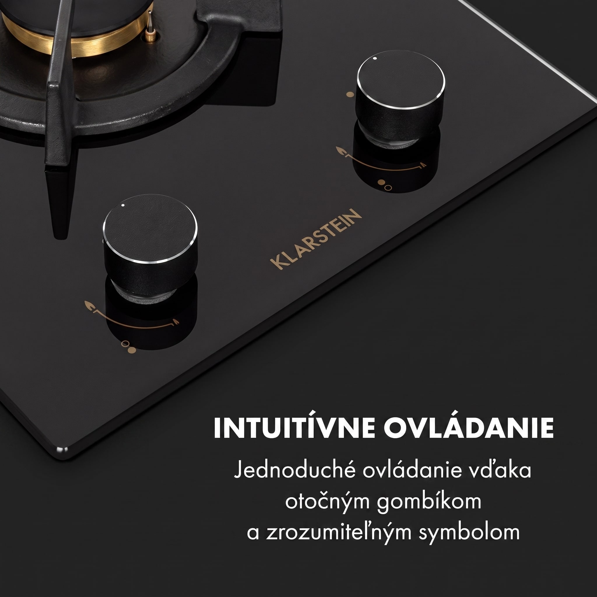 Klarstein Goldflame Domino, plynová varná doska, 2 mosadzné horáky, sklokeramika – Obrázok 4