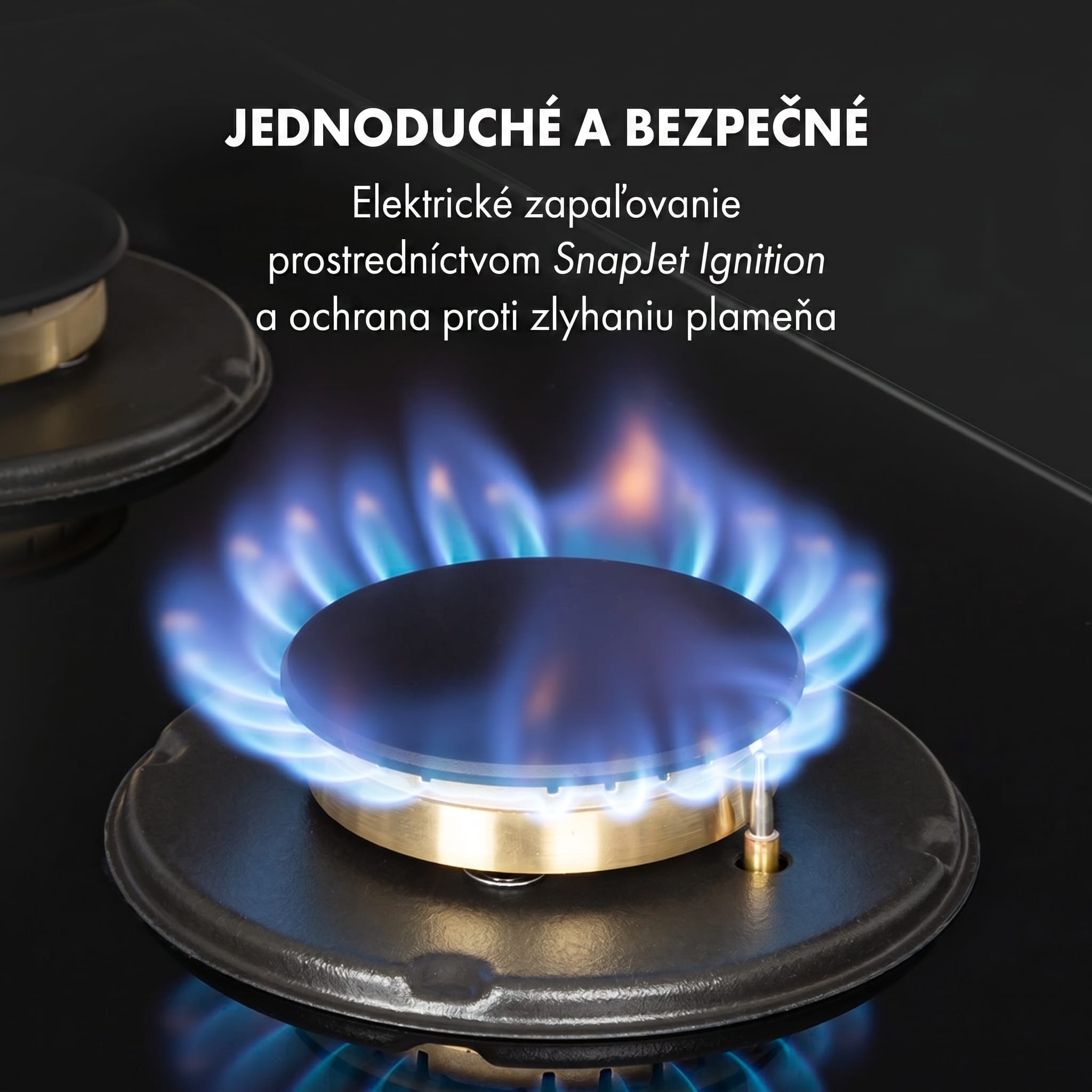 Klarstein Goldflame 4 plynová varná doska 4 horáky mosadzný horák čierna sklokeramika – Obrázok 5