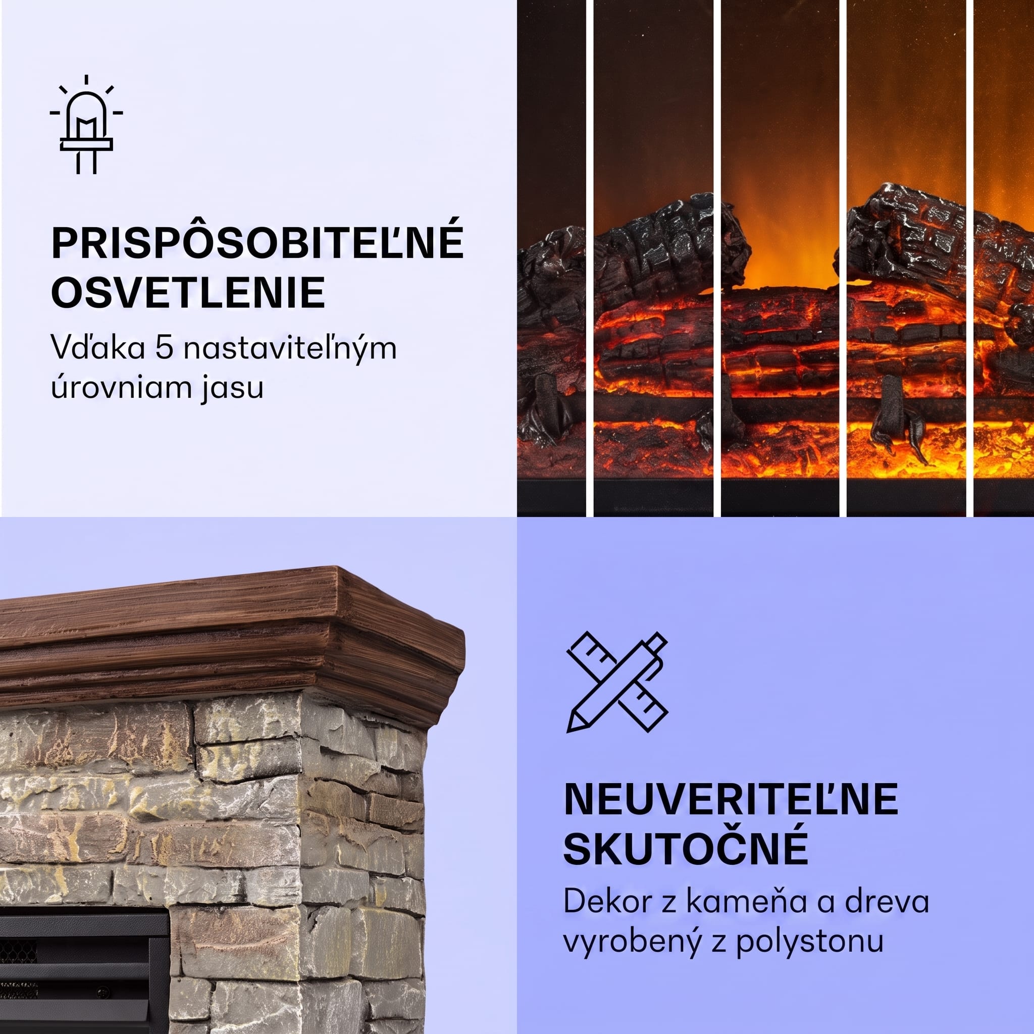 Klarstein Etna, elektrický krb, 1800 W, týždenný časovač, diaľkové ovládanie, sivý/ hnedý – Obrázok 5