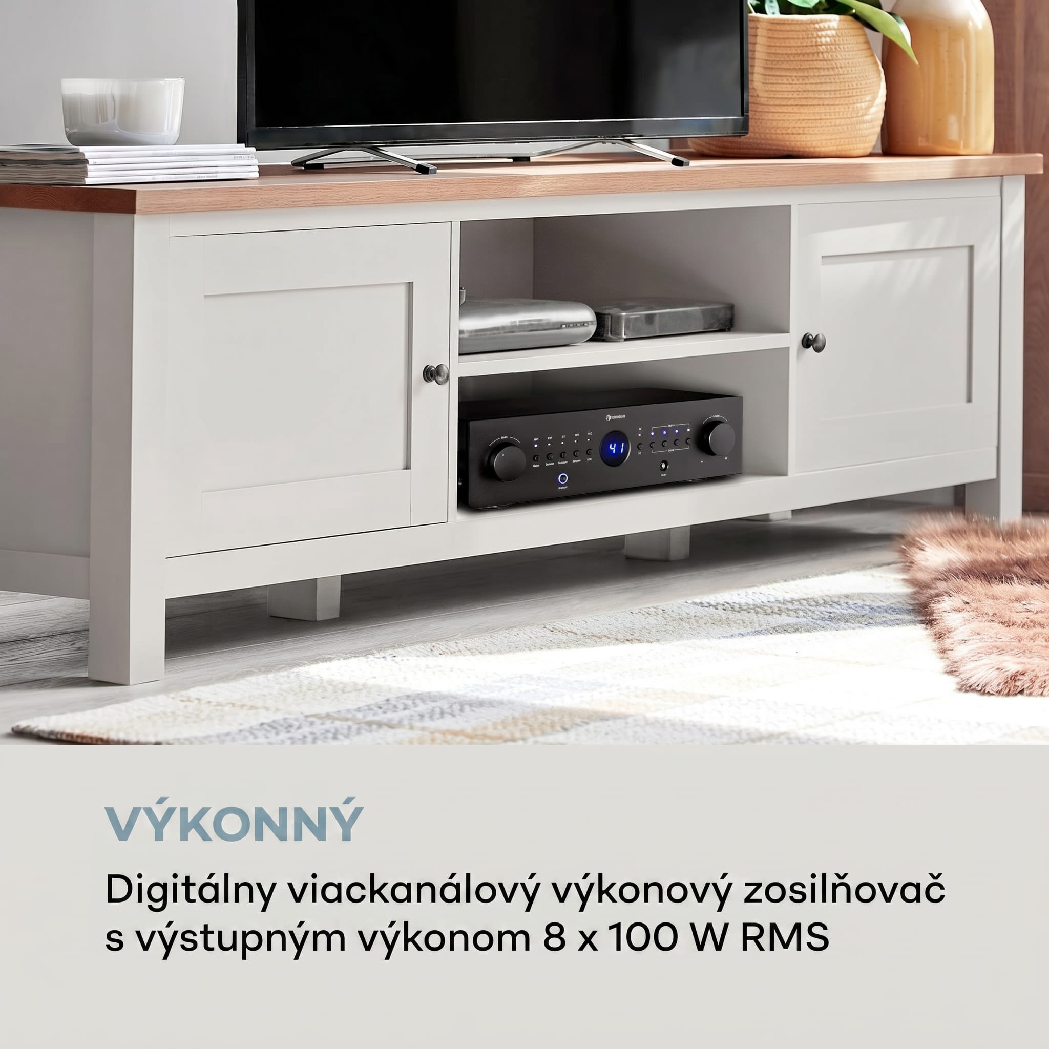Auna AMP-CD950 DG, digitálny viackanálový zosilňovač, 8 x 100 W, BT, opt. vstup, diaľkový ovládač – Obrázok 2