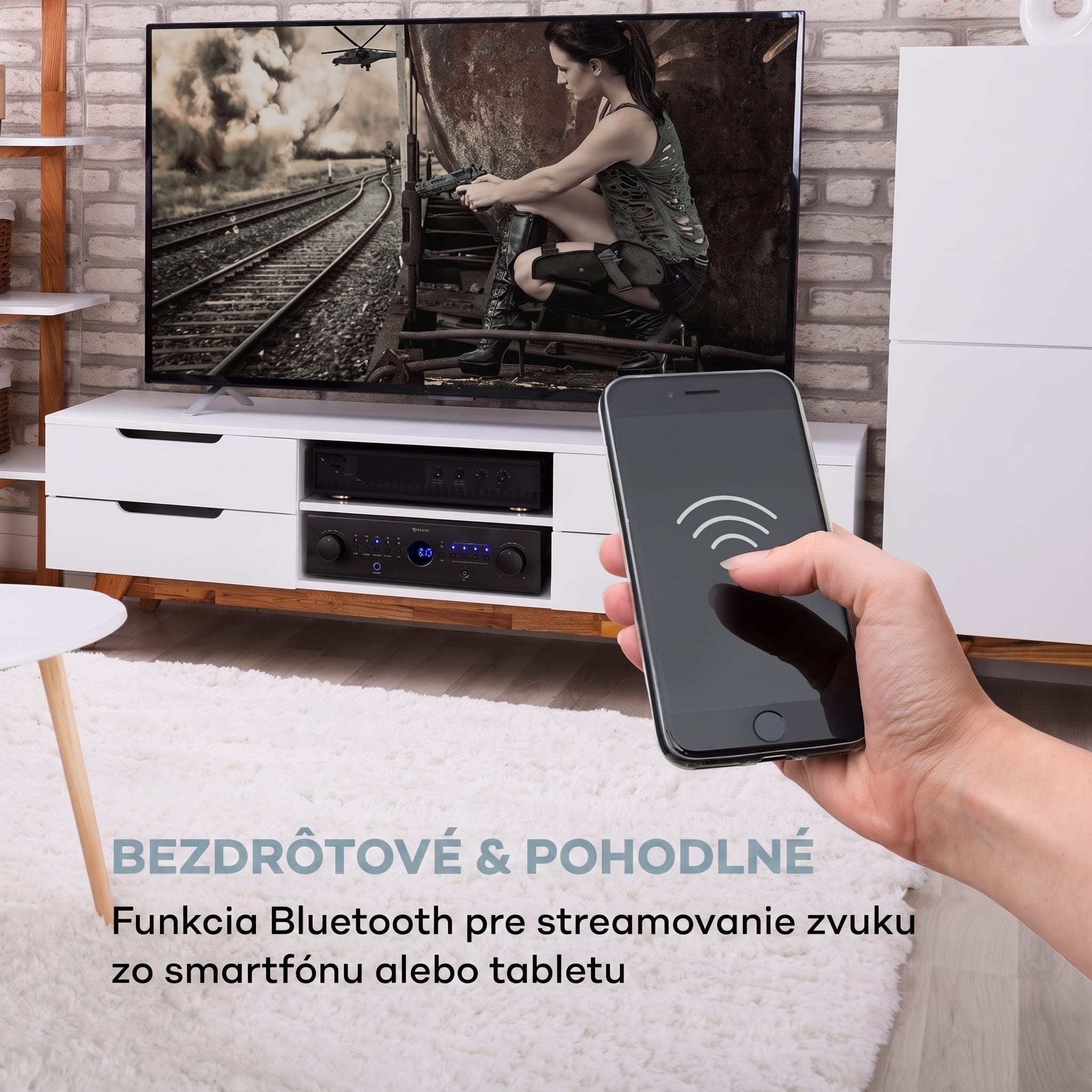 Auna AMP-CD950 DG, digitálny viackanálový zosilňovač, 8 x 100 W, BT, opt. vstup, diaľkový ovládač – Obrázok 4