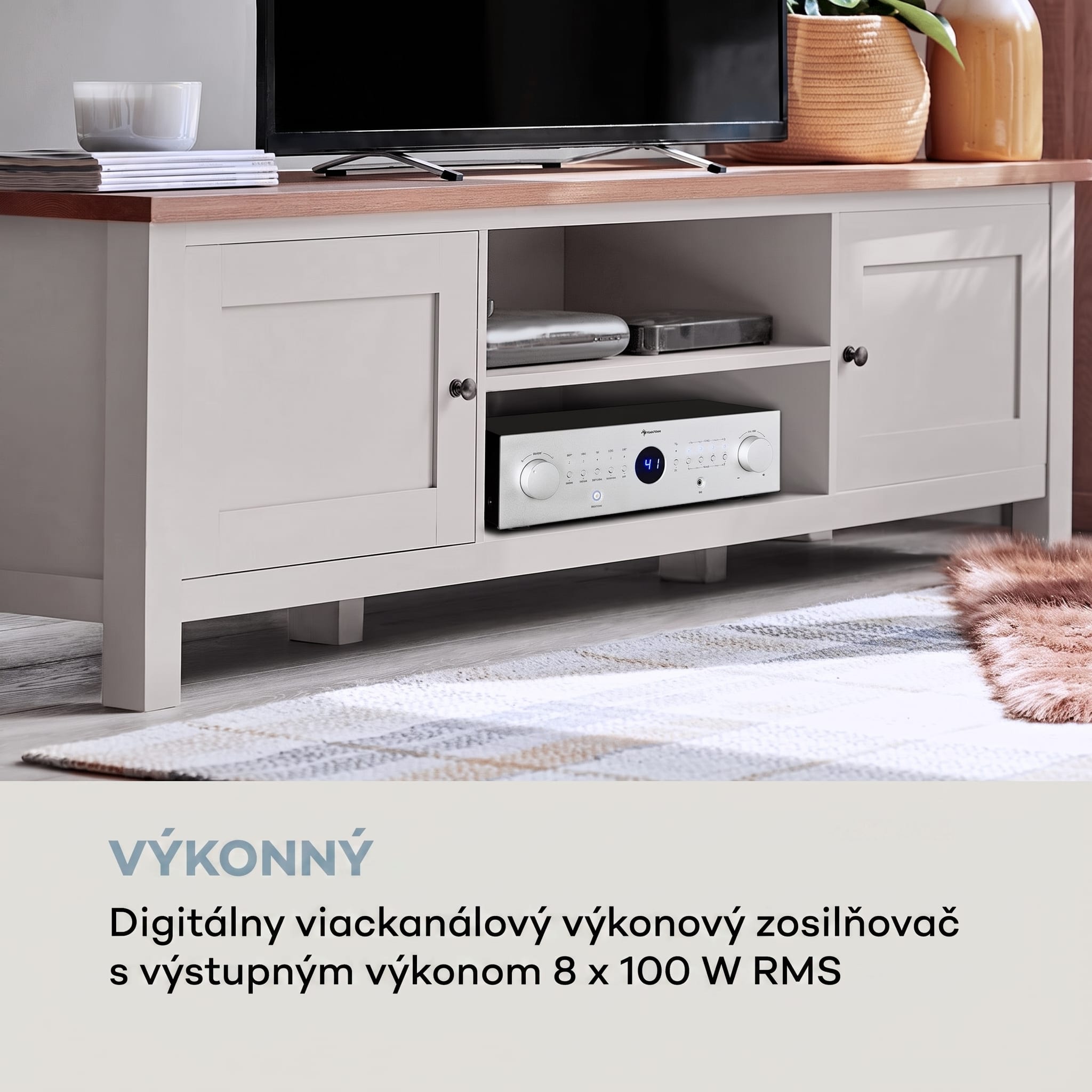 Auna AMP-CD950 DG, digitálny viackanálový zosilňovač, 8 x 100 W, BT, opt. vstup, diaľkový ovládač – Obrázok 2