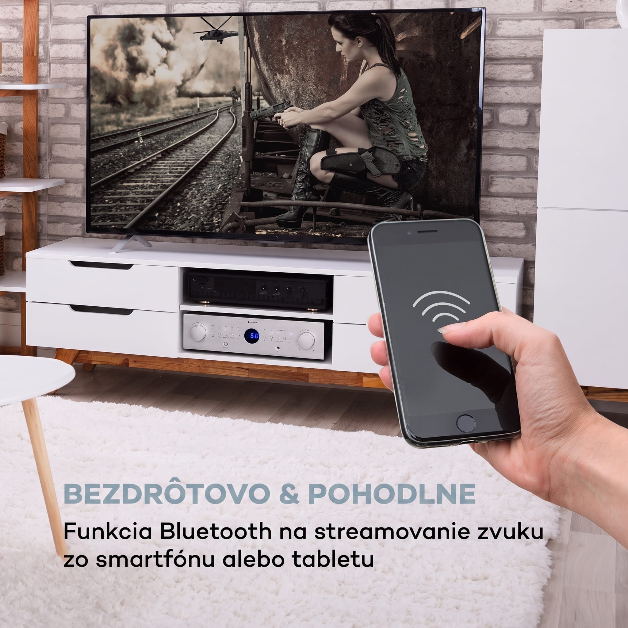 Auna AMP-CD950 DG, digitálny viackanálový zosilňovač, 8 x 100 W, BT, opt. vstup, diaľkový ovládač – Obrázok 4
