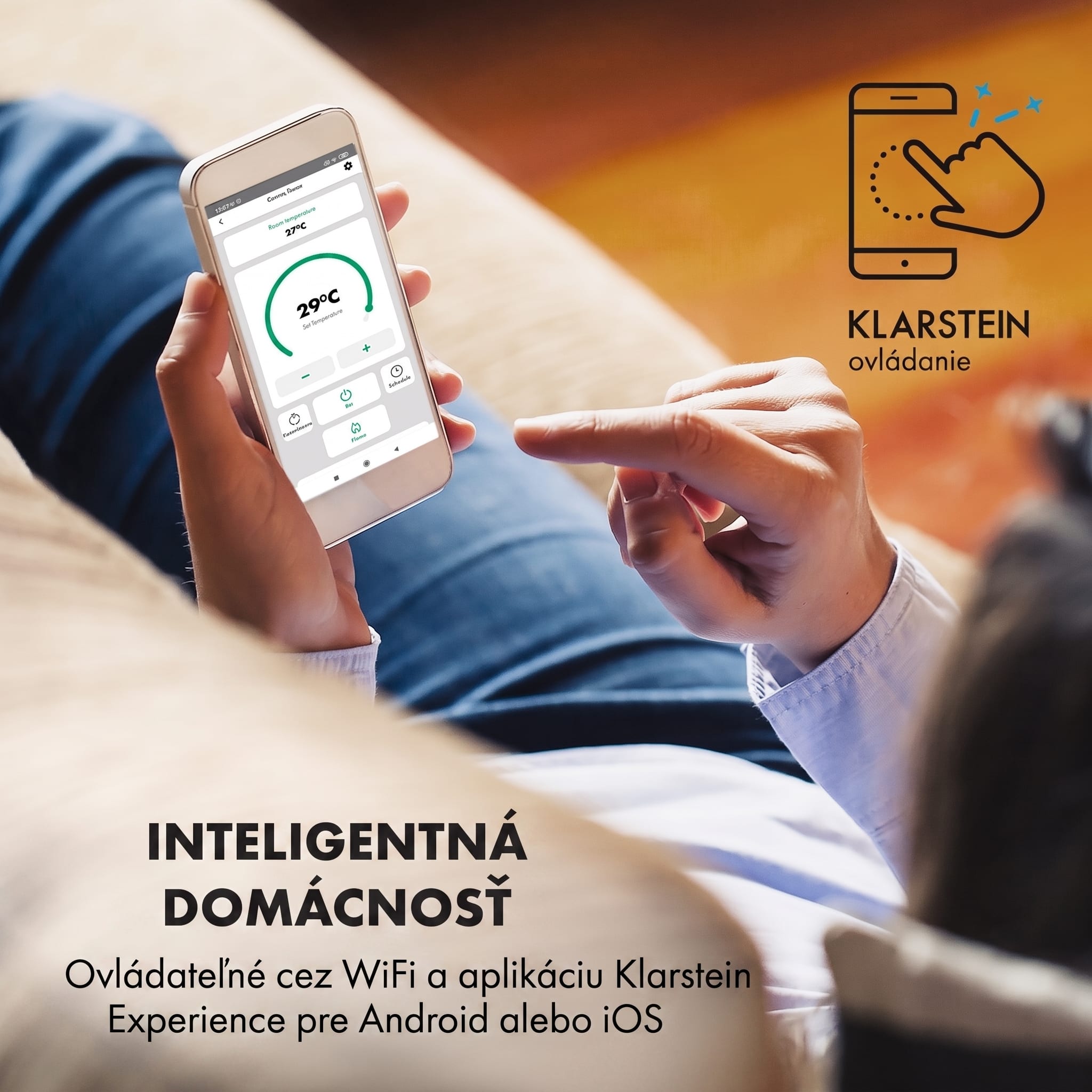 Klarstein Bormio S Smart, elektrický krb, 950/1800 W, termostat, týždenný časovač, čierny – Obrázok 2