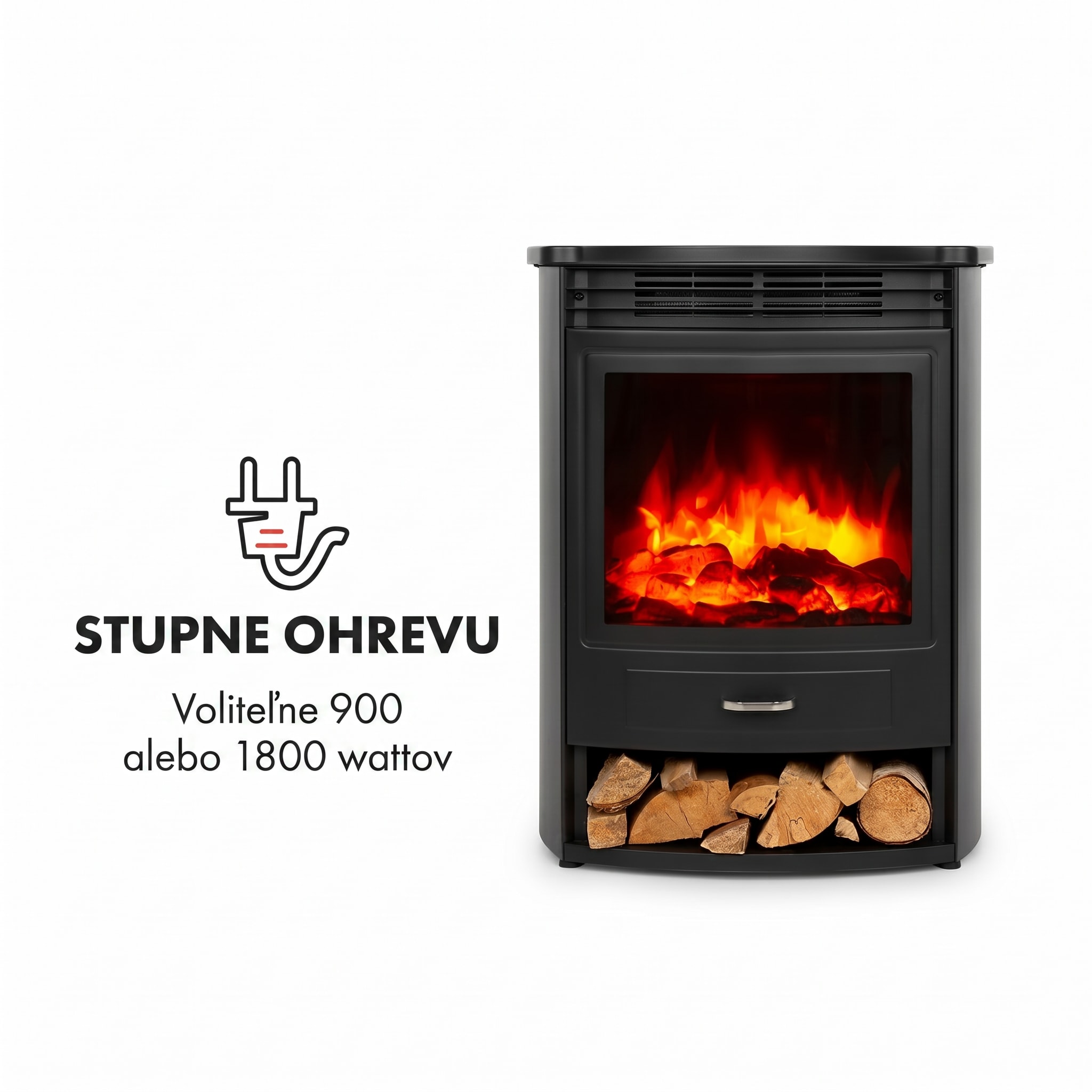 Klarstein Bormio S Smart, elektrický krb, 950/1800 W, termostat, týždenný časovač, čierny – Obrázok 4