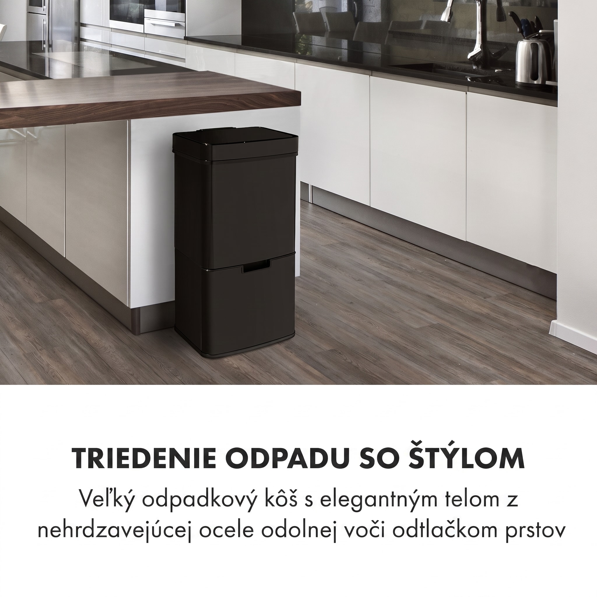 Klarstein Touchless Black Stainless Steel, odpadkový kôš, senzor, 72 l, čierny – Obrázok 2