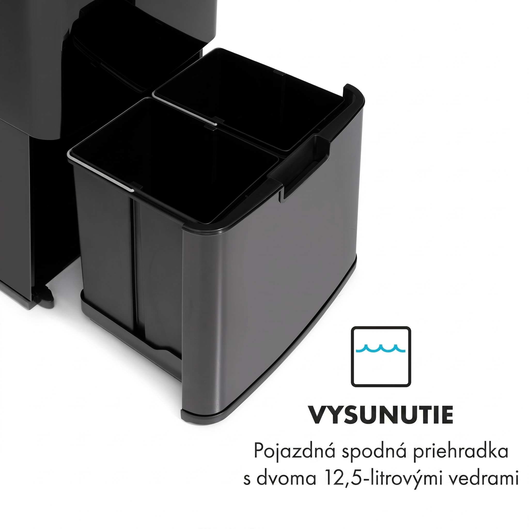 Klarstein Touchless Black Stainless Steel, odpadkový kôš, senzor, 72 l, čierny – Obrázok 5