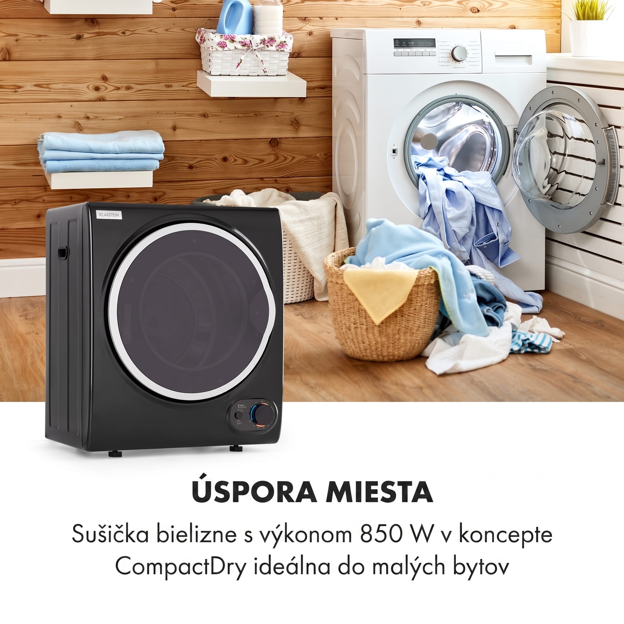 Klarstein Jet Set 2500, sušička bielizne, sušička s odsávaním vlhkého vzduchu, 850W, TEE C, 2,5kg, 50cm, čierna – Obrázok 2