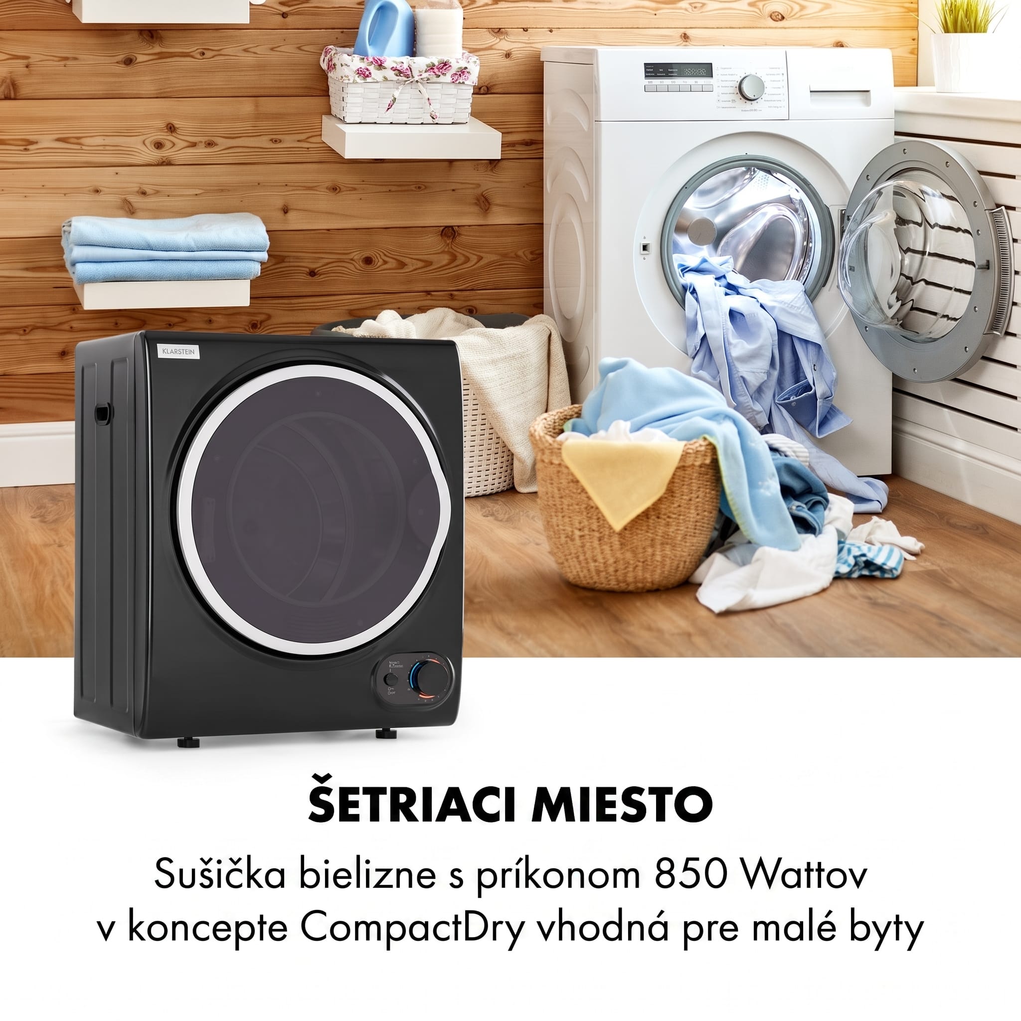 Klarstein Jet Set 2500, sušička bielizne, sušička s odsávaním vlhkého vzduchu, 850W, TEE C, 2,5kg, 50cm, čierna – Obrázok 3