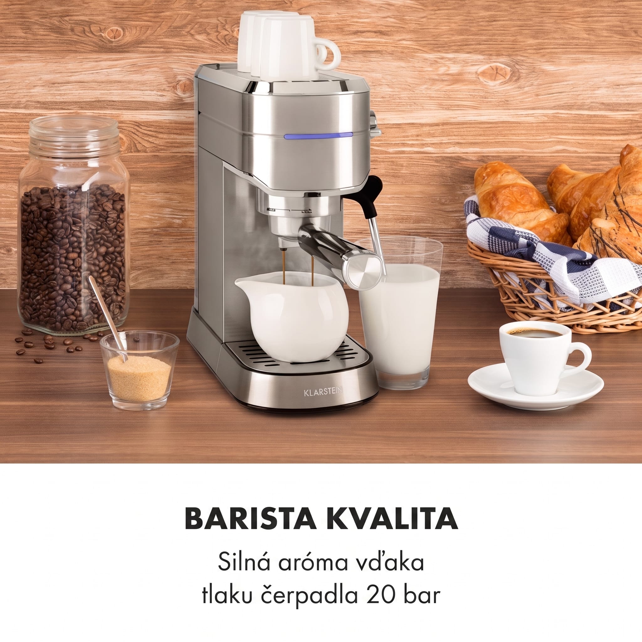 Klarstein Futura, pákový kávovar, 1450 W, 20 bar, 1,25 l, nehrdzavejúca oceľ – Obrázok 2