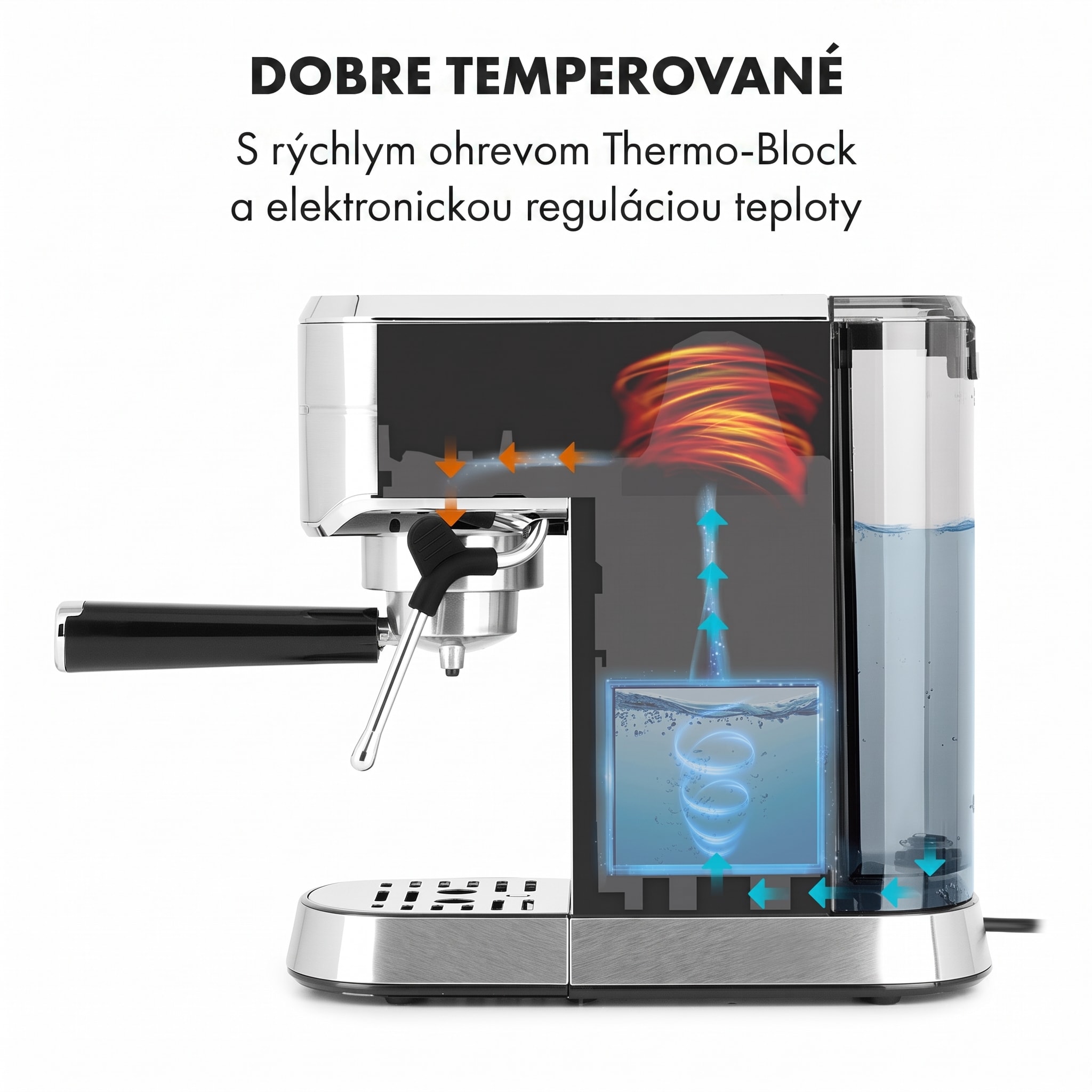 Klarstein Futura, pákový kávovar, 1450 W, 20 bar, 1,25 l, nehrdzavejúca oceľ – Obrázok 3