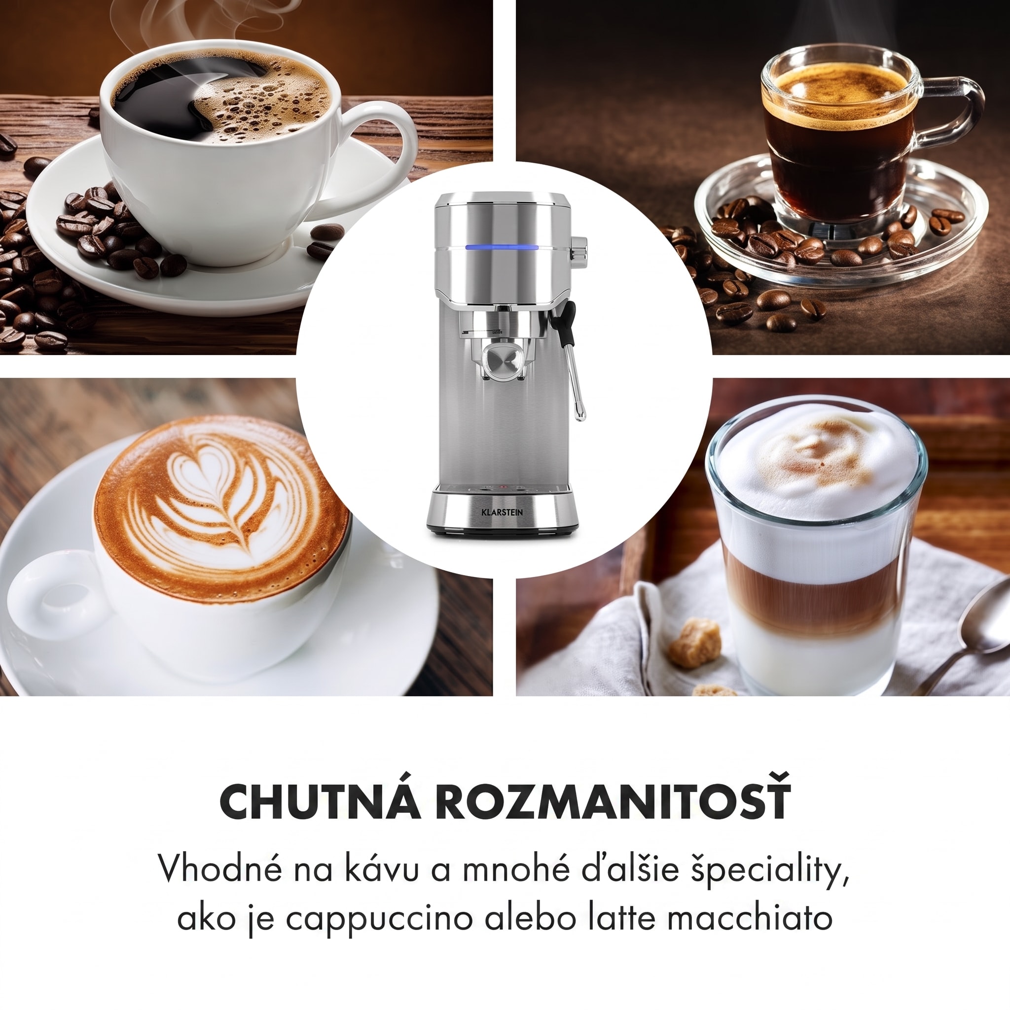 Klarstein Futura, pákový kávovar, 1450 W, 20 bar, 1,25 l, nehrdzavejúca oceľ – Obrázok 5