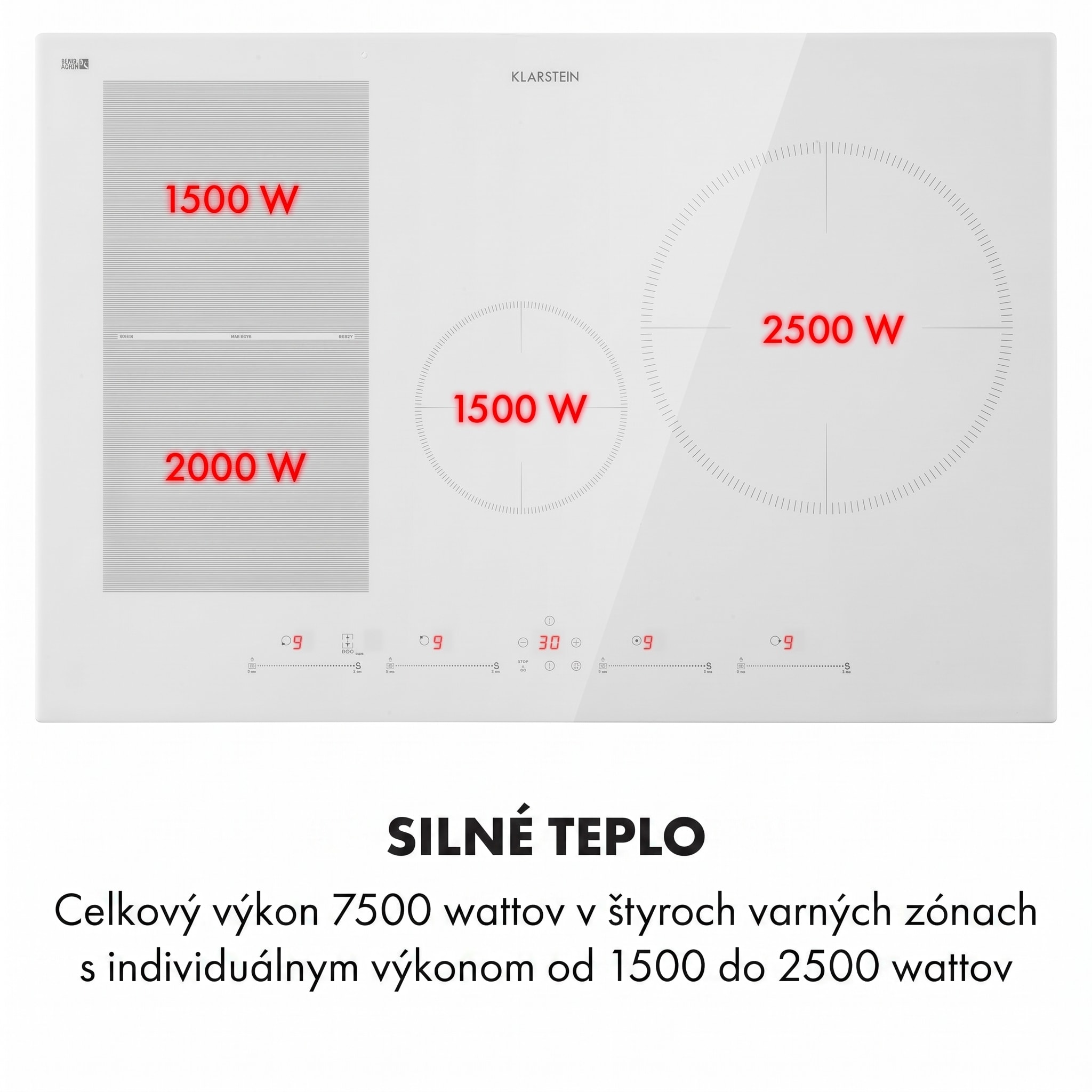 Klarstein Delicatessa 77 Hybrid, vstavaná indukčná varná doska, 7000 W, 4 zóny – Obrázok 4