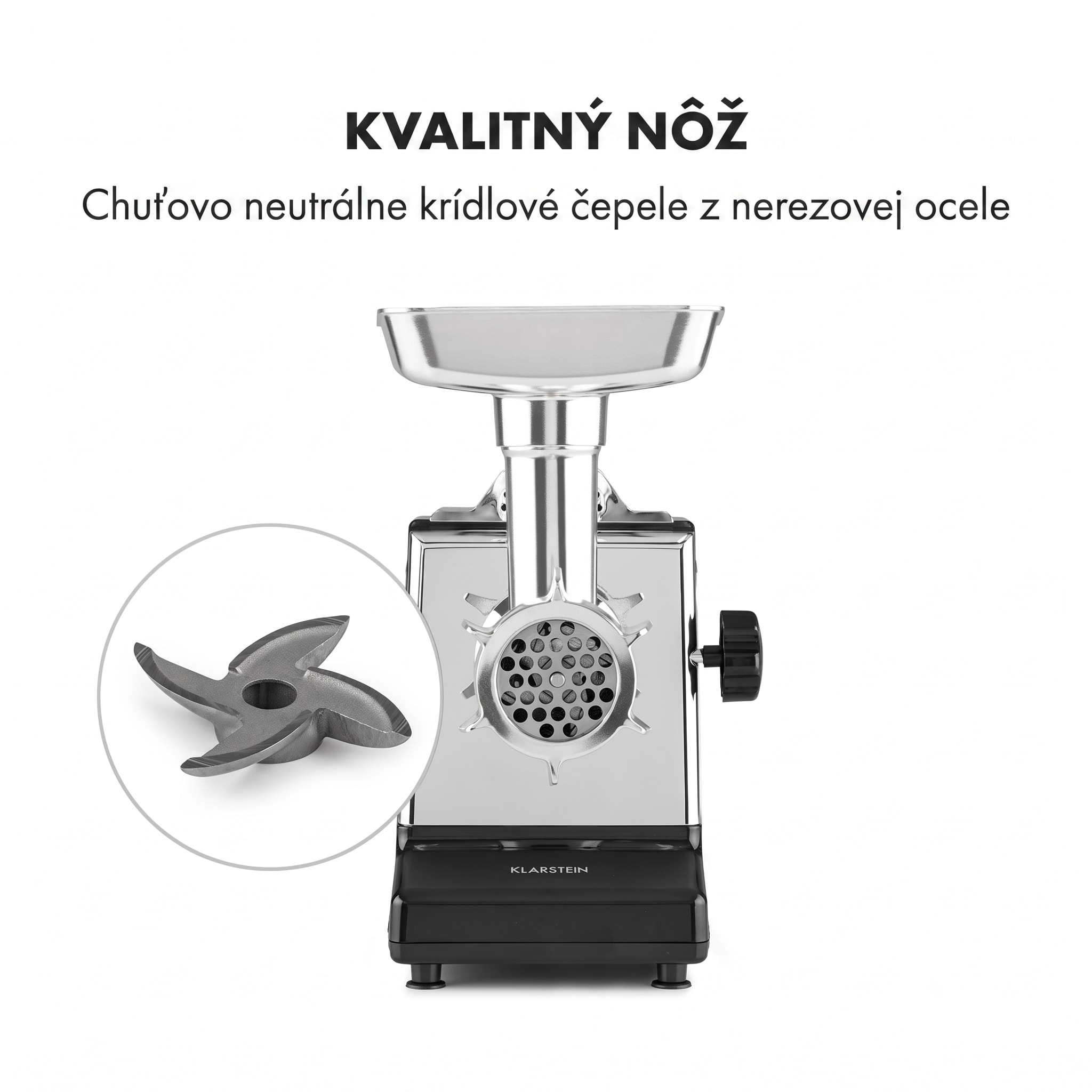 Klarstein Výkonný elektrický mlynček na mäso 700 W medený motor nerezový – Obrázok 4