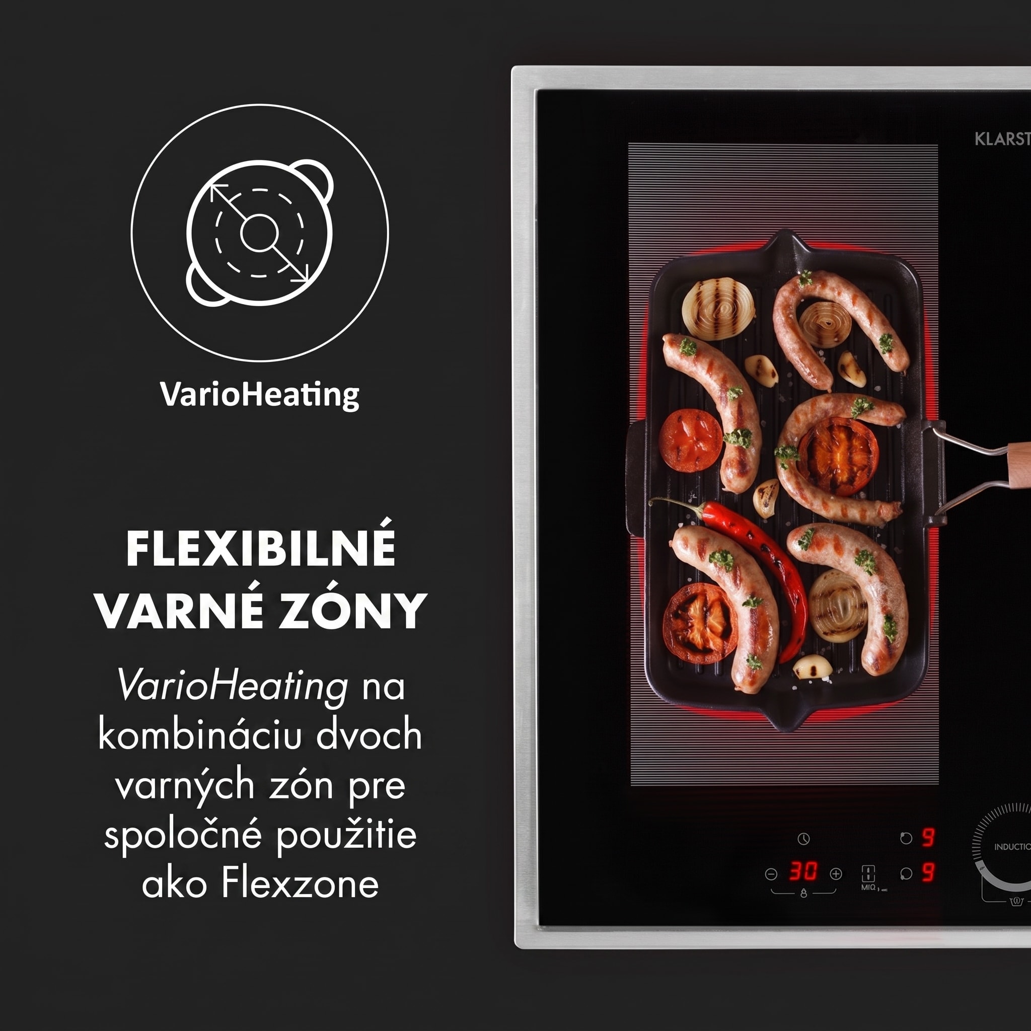 Klarstein Delicatessa 60 Prime, indukčná varná doska, 7000 W, 4 zóny, časovač, čierna – Obrázok 3