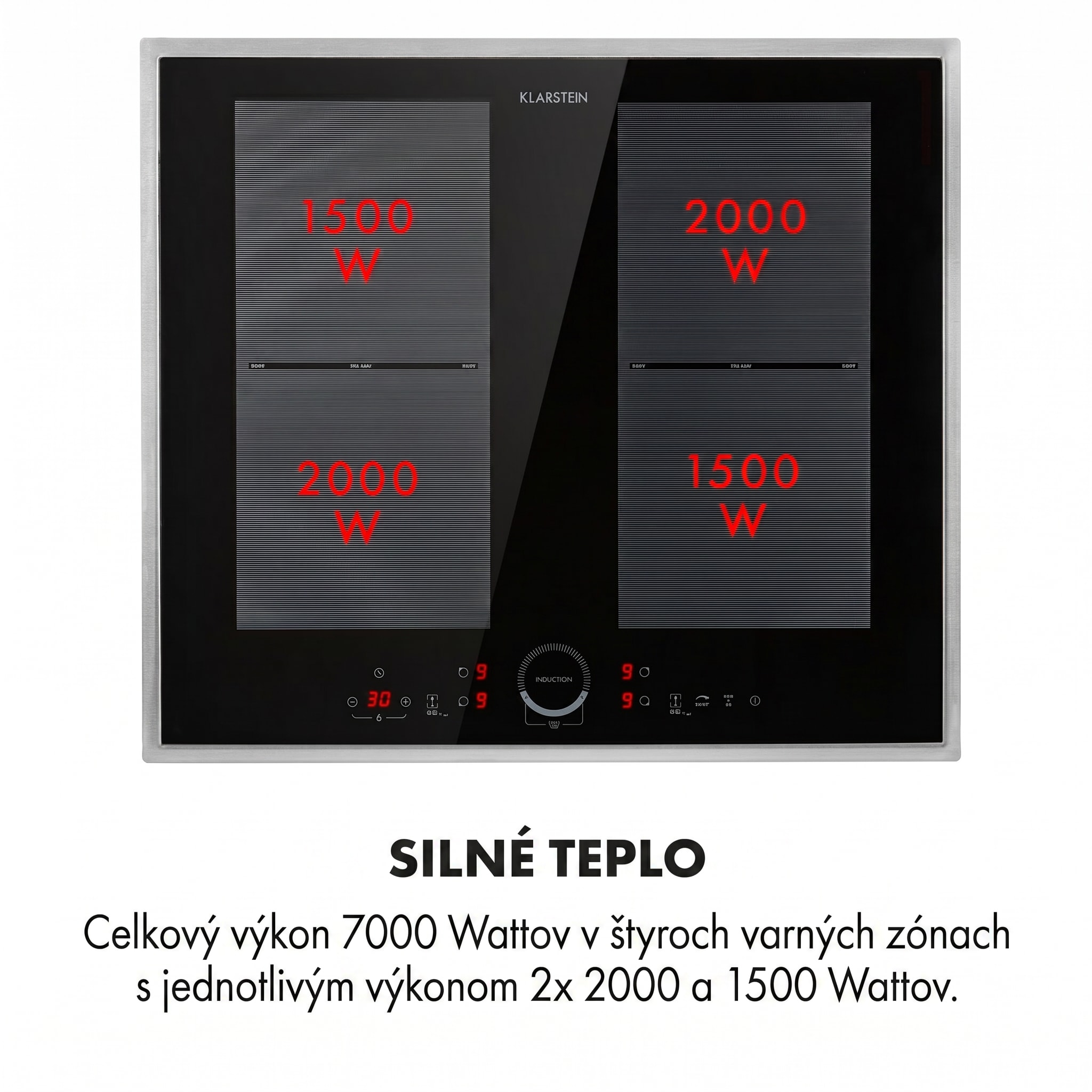 Klarstein Delicatessa 60 Prime, indukčná varná doska, 7000 W, 4 zóny, časovač, čierna – Obrázok 4
