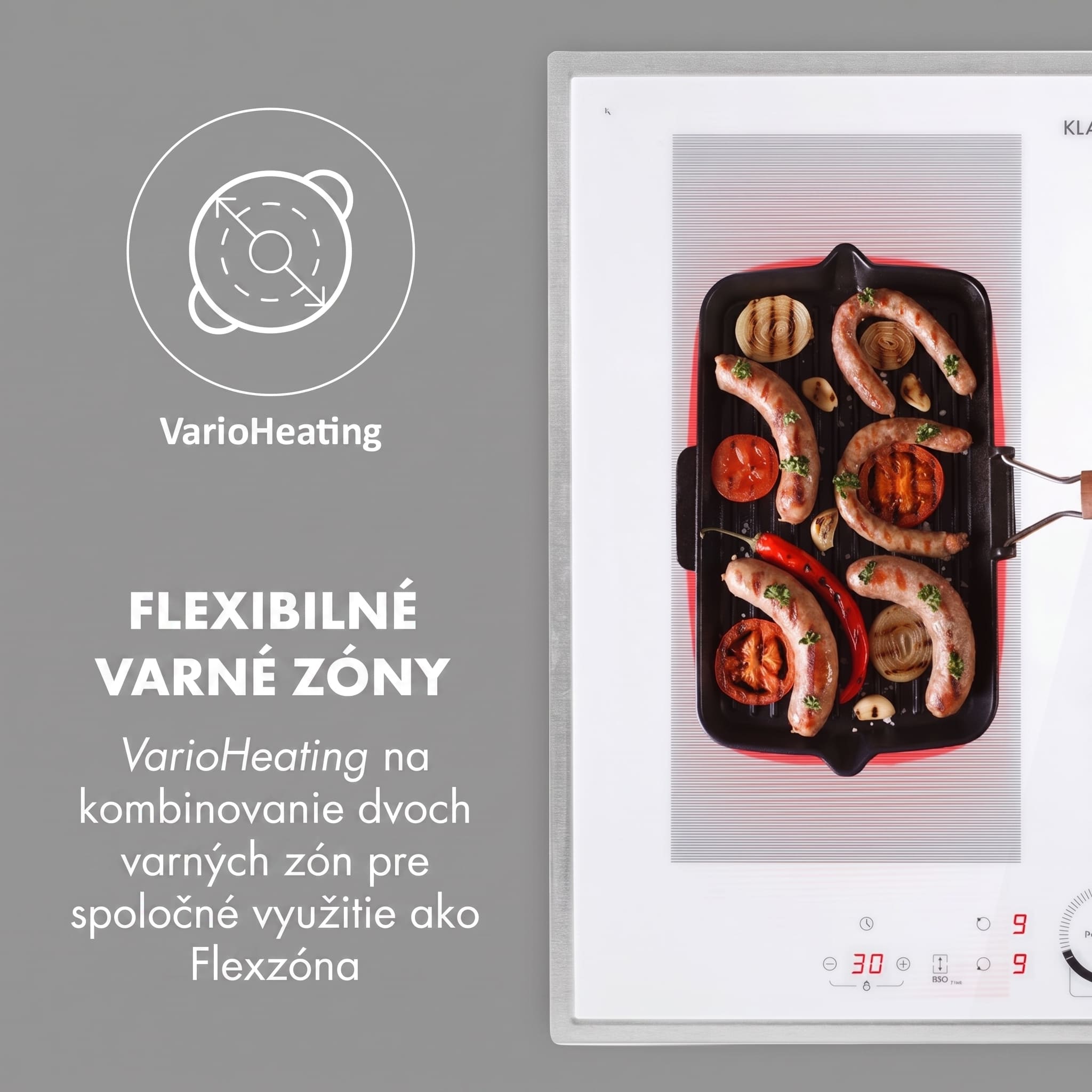 Klarstein Delicatessa 60 Prime, indukčná varná doska, 7000 W, 4 zóny, časovač, biela – Obrázok 3