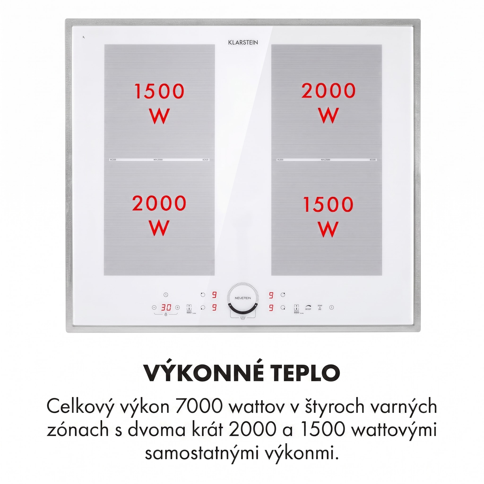 Klarstein Delicatessa 60 Prime, indukčná varná doska, 7000 W, 4 zóny, časovač, biela – Obrázok 4