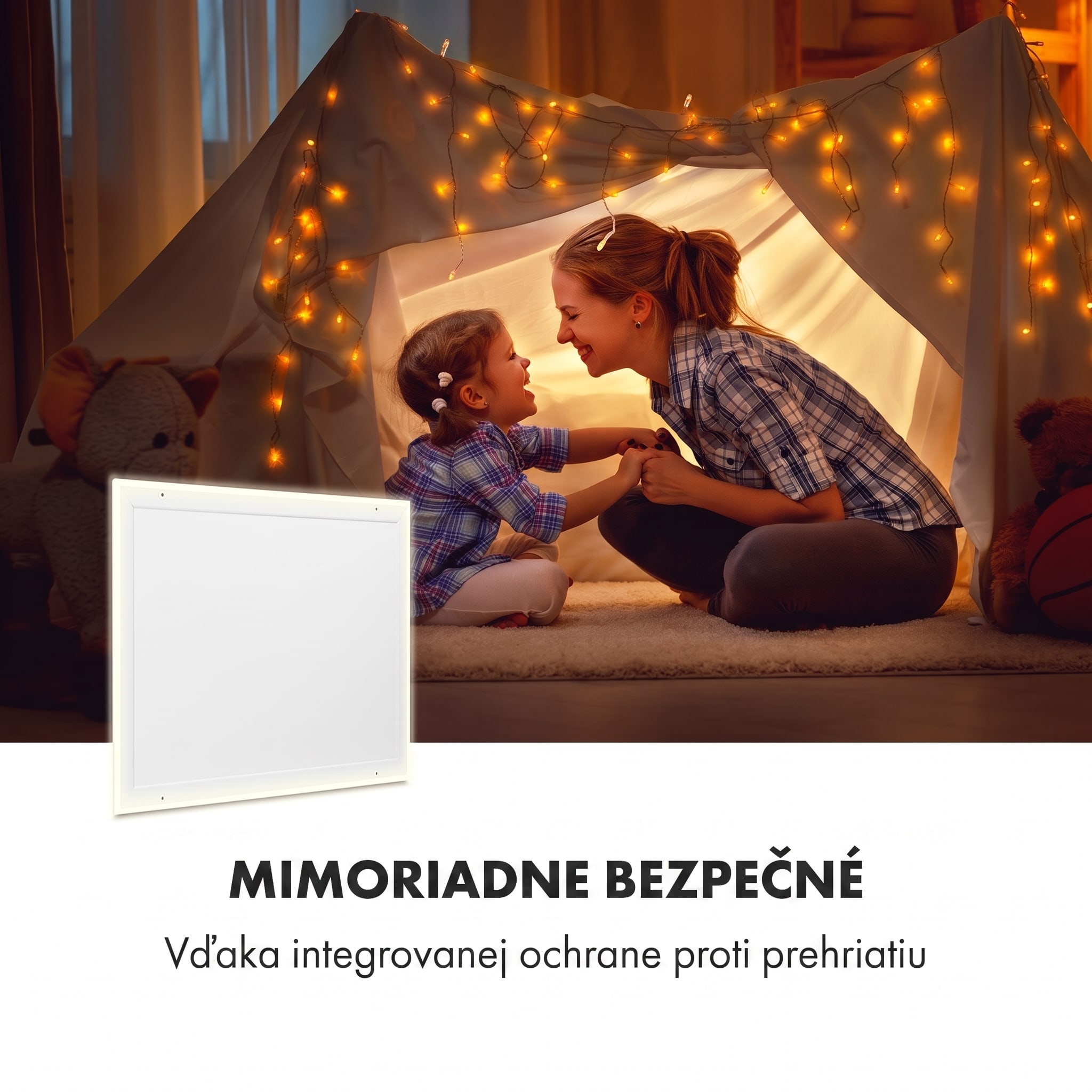 Klarstein Midnight Sun, infračervený stropný ohrievač, 70,5 x 70,5 cm, 350 W, biely – Obrázok 4