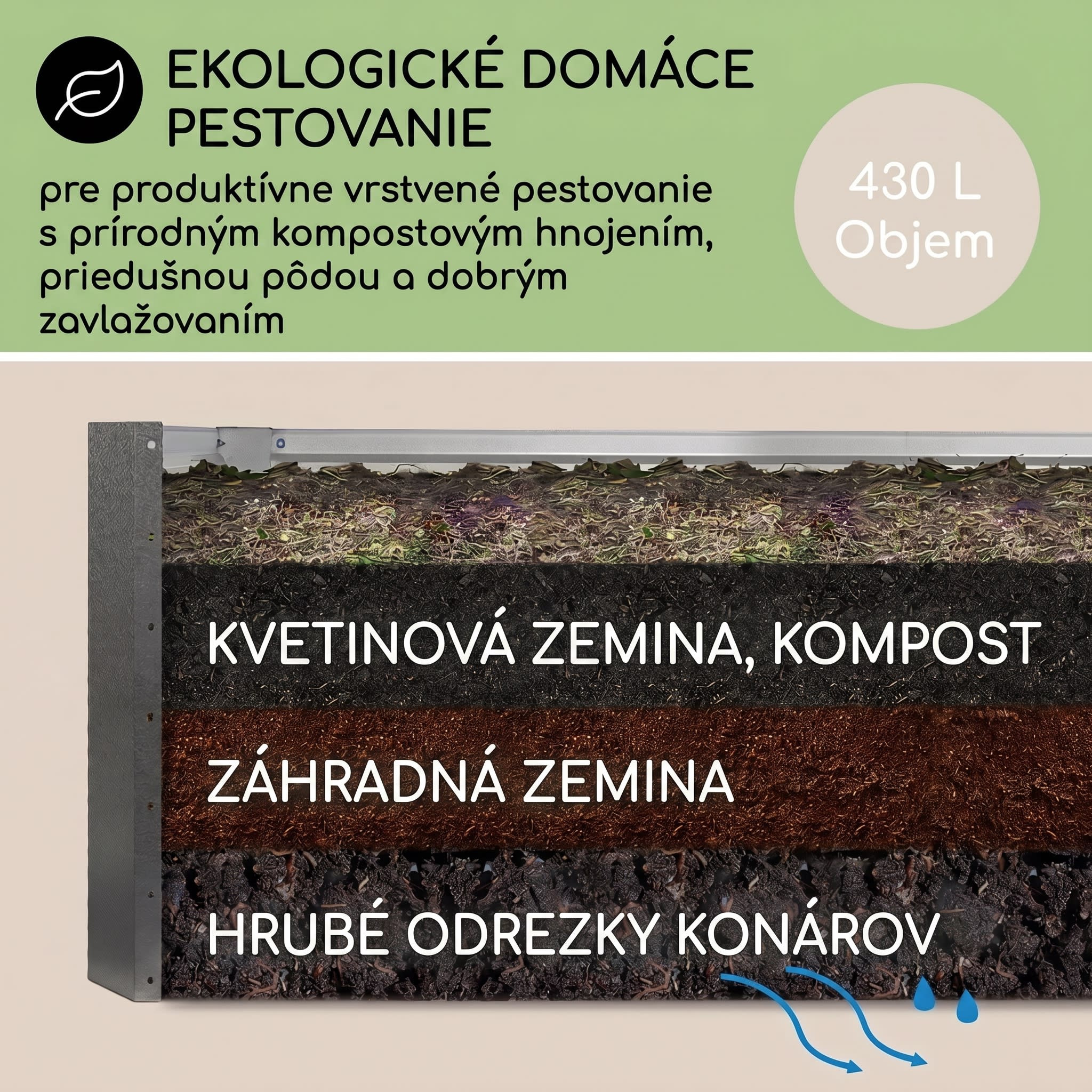 Blumfeldt High Grow Straight vyvýšený záhon 120x60x60 cm 432 l oceľ – Obrázok 4