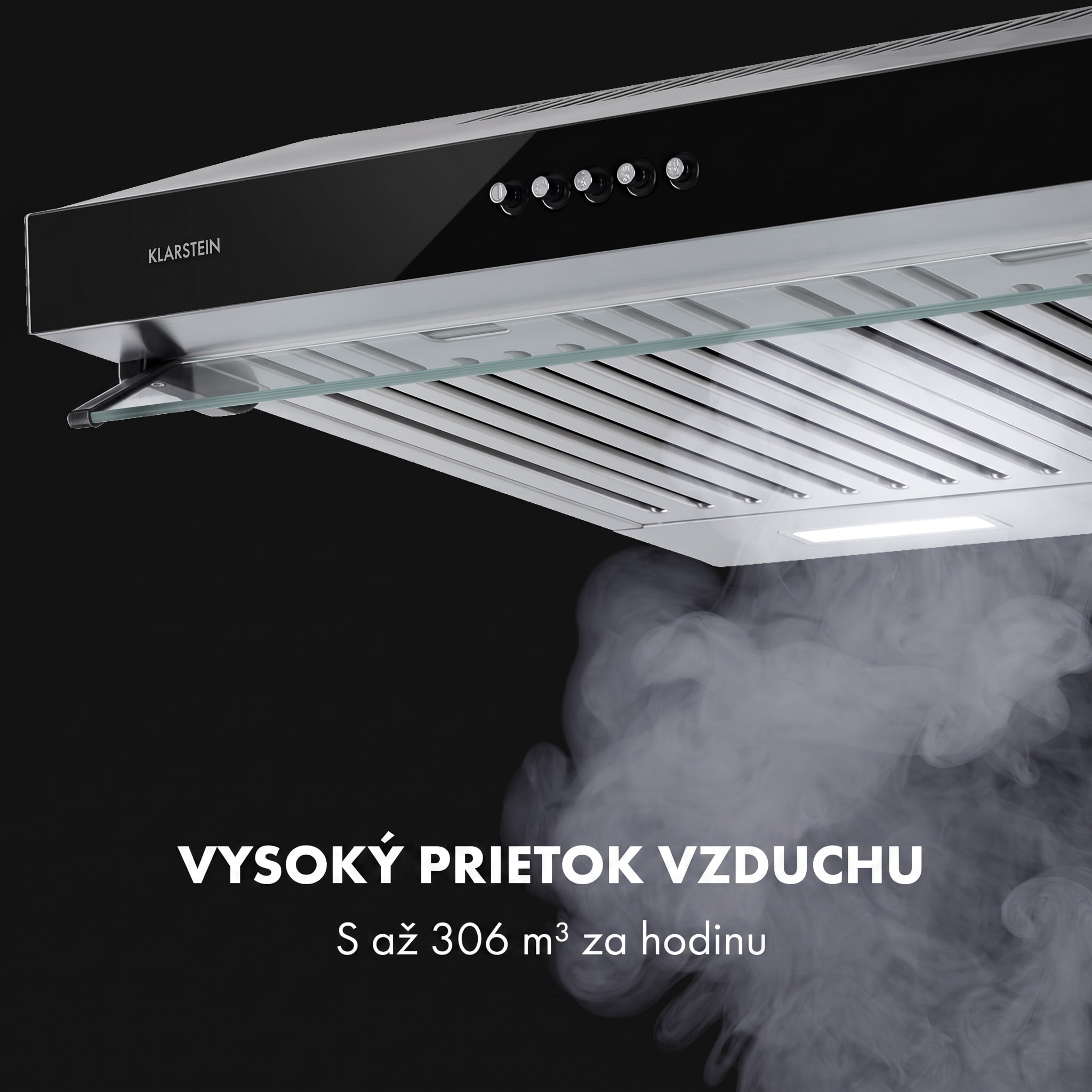 Klarstein Corvette Americana, digestor, 60 cm, podskrinkový, 306 m³/h, nehrdzavejúca oceľ, čierny – Obrázok 4
