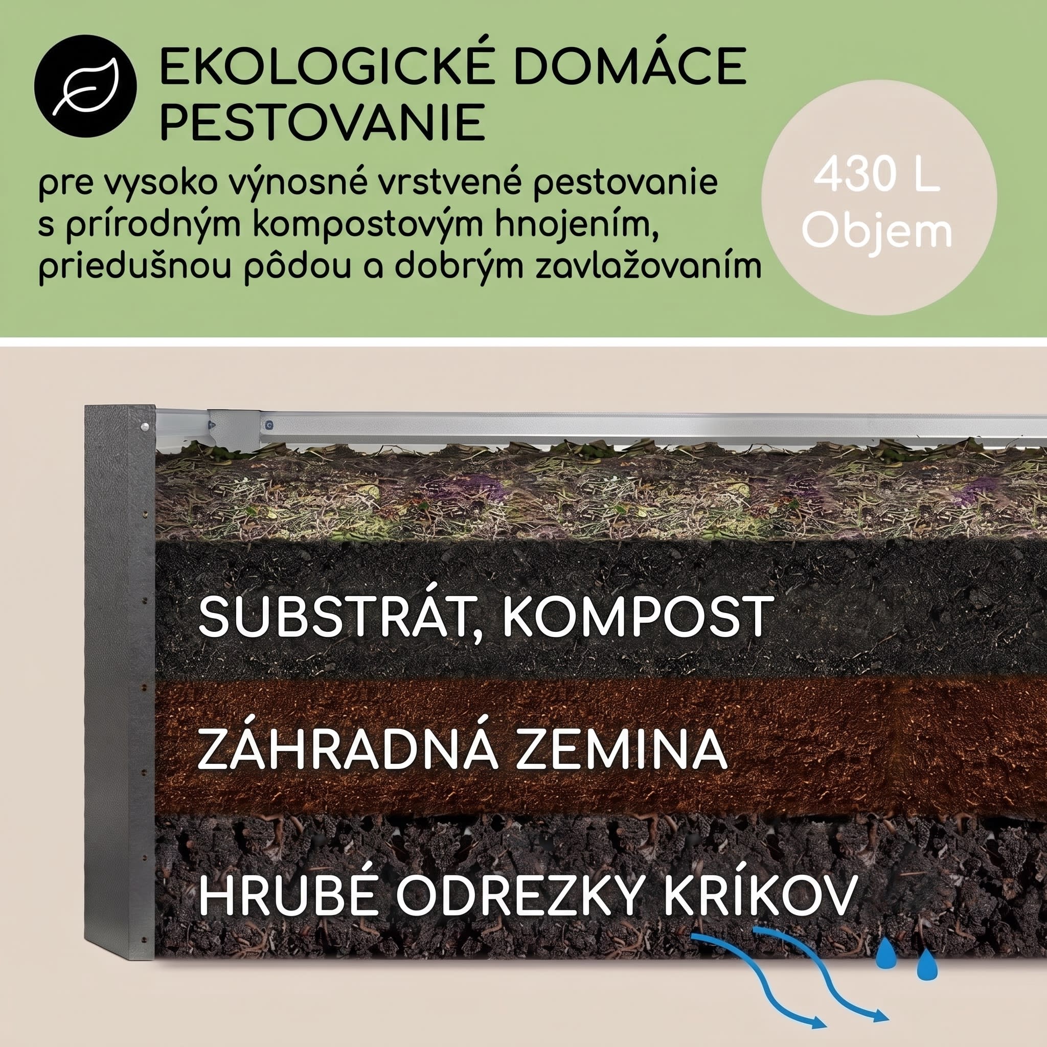 Blumfeldt High Grow Straight, vyvýšený záhon, 120 x 60 x 60 cm, 432 l, oceľ – Obrázok 4