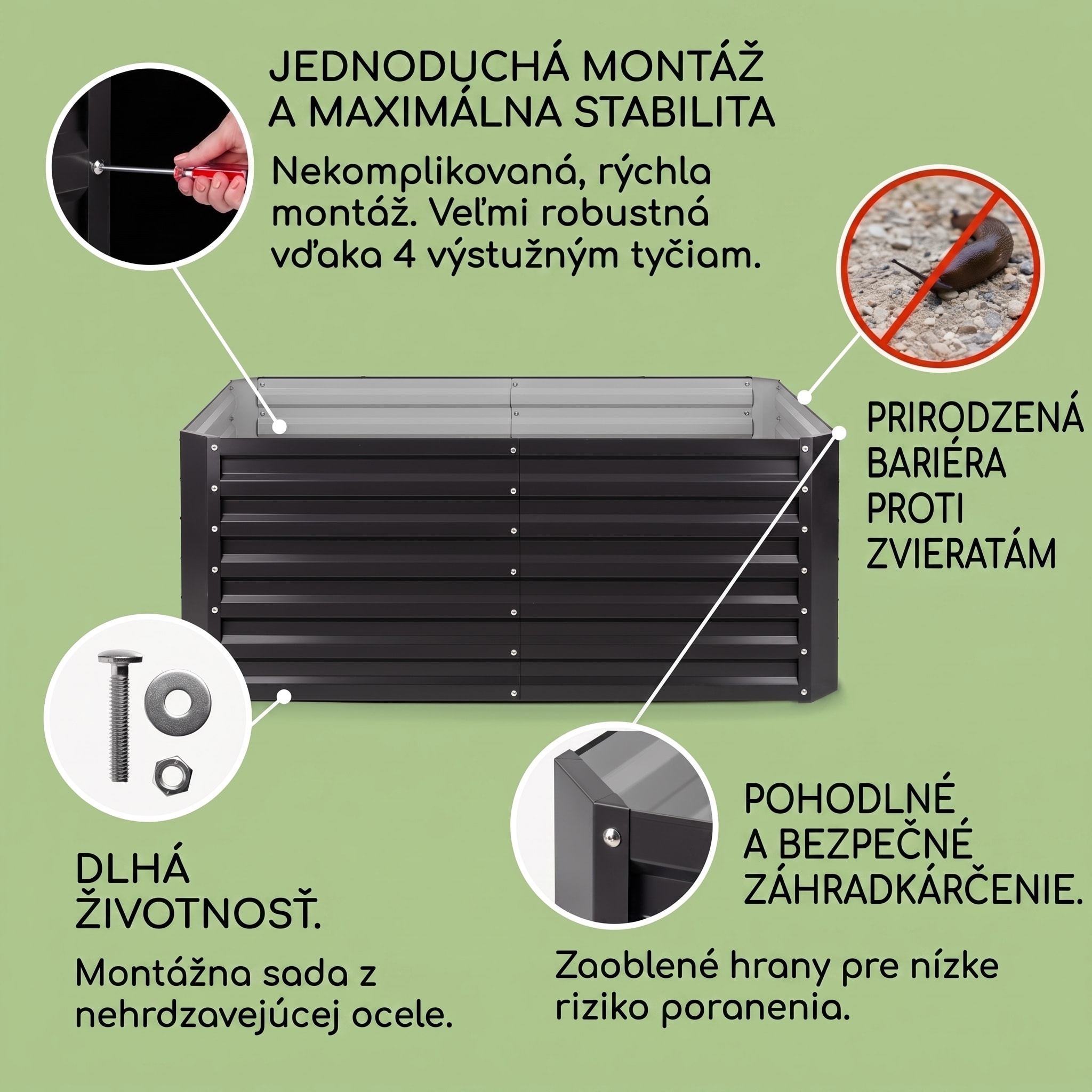 Blumfeldt High Grow Straight vyvýšený záhon 200x60x100 cm 1200 l oceľ – Obrázok 3