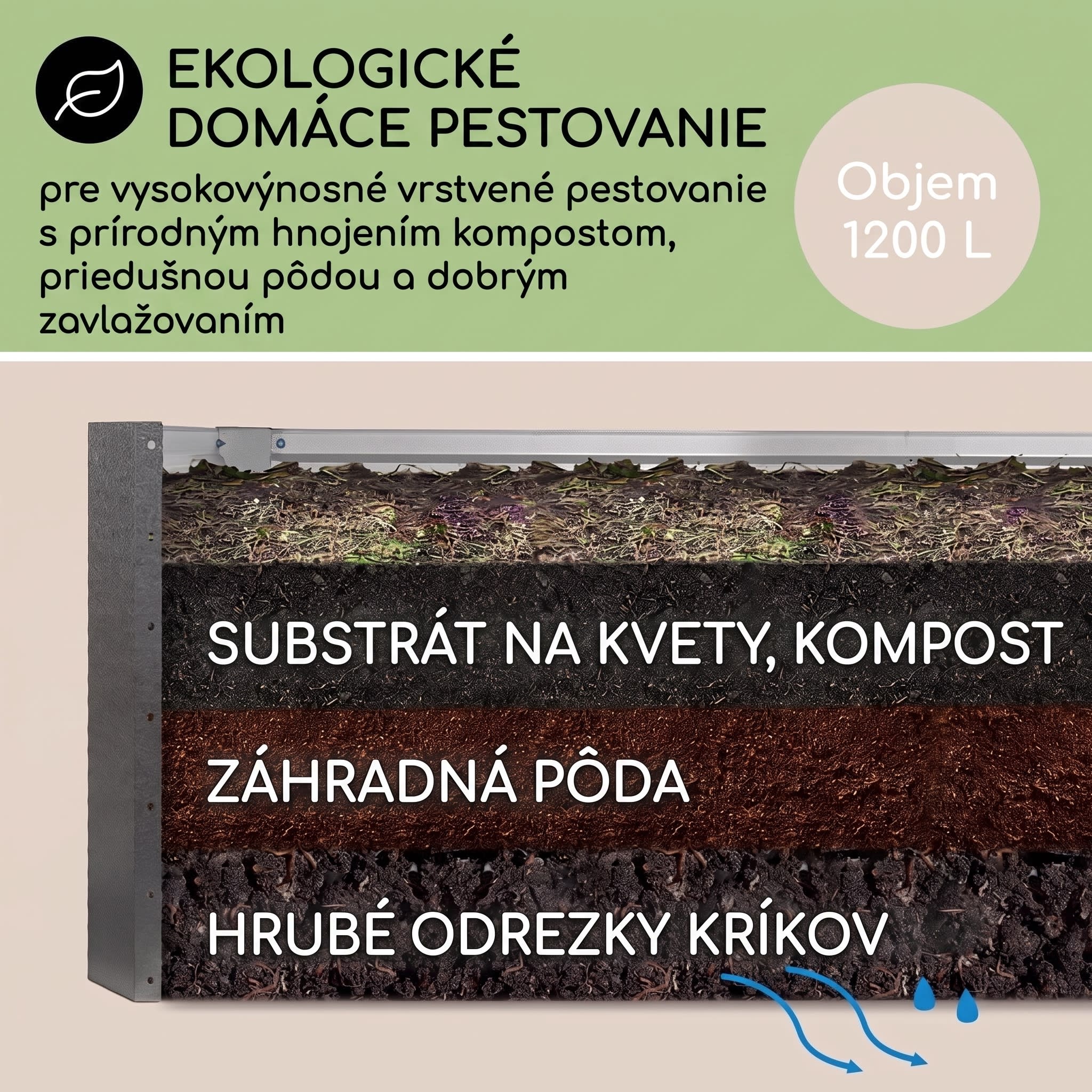 Blumfeldt High Grow Straight vyvýšený záhon 200x60x100 cm 1200 l oceľ – Obrázok 4