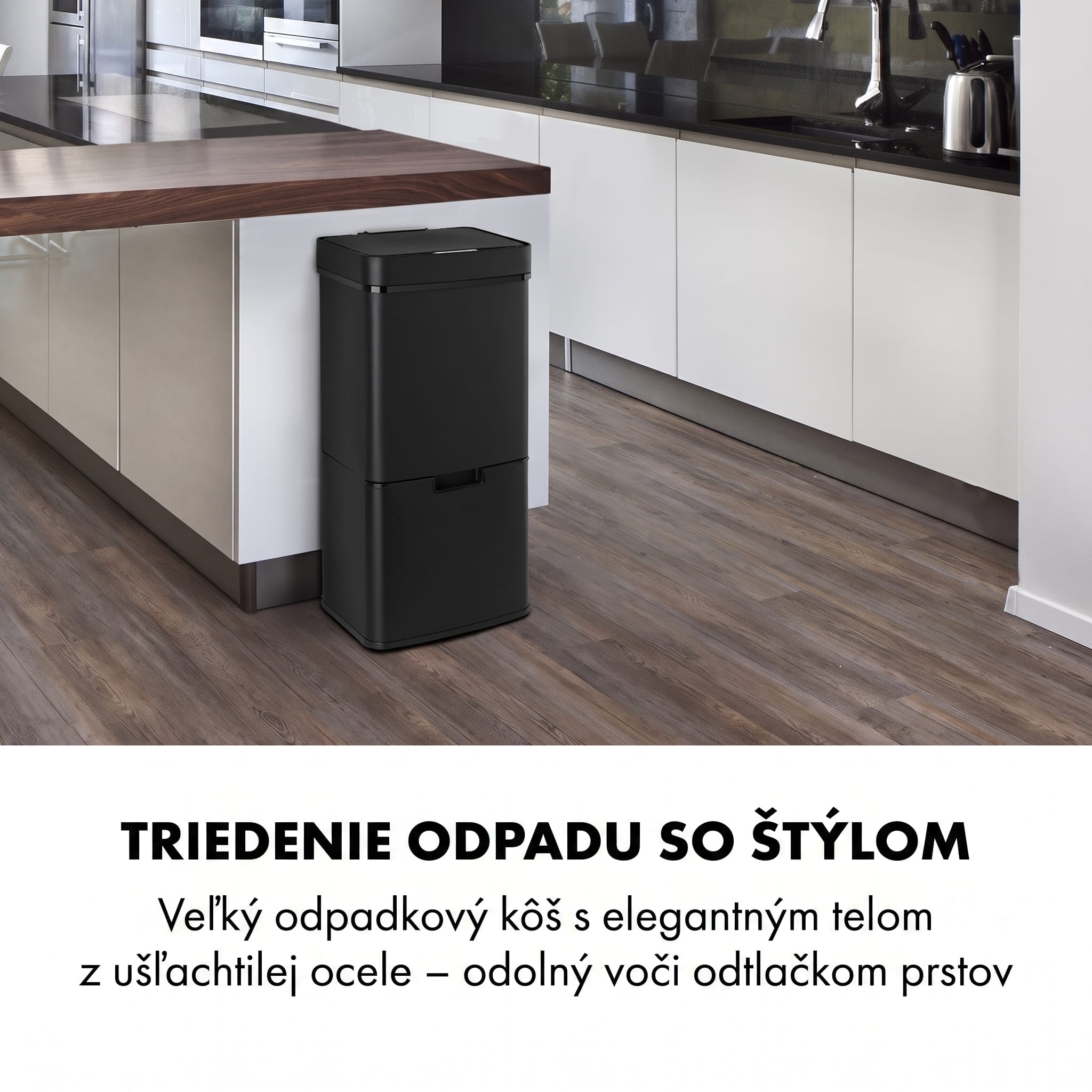 Klarstein Royal Trash Matte Black, odpadkový kôš so senzorom, 72 l, ušľachtilá oceľ, matná čierna – Obrázok 2