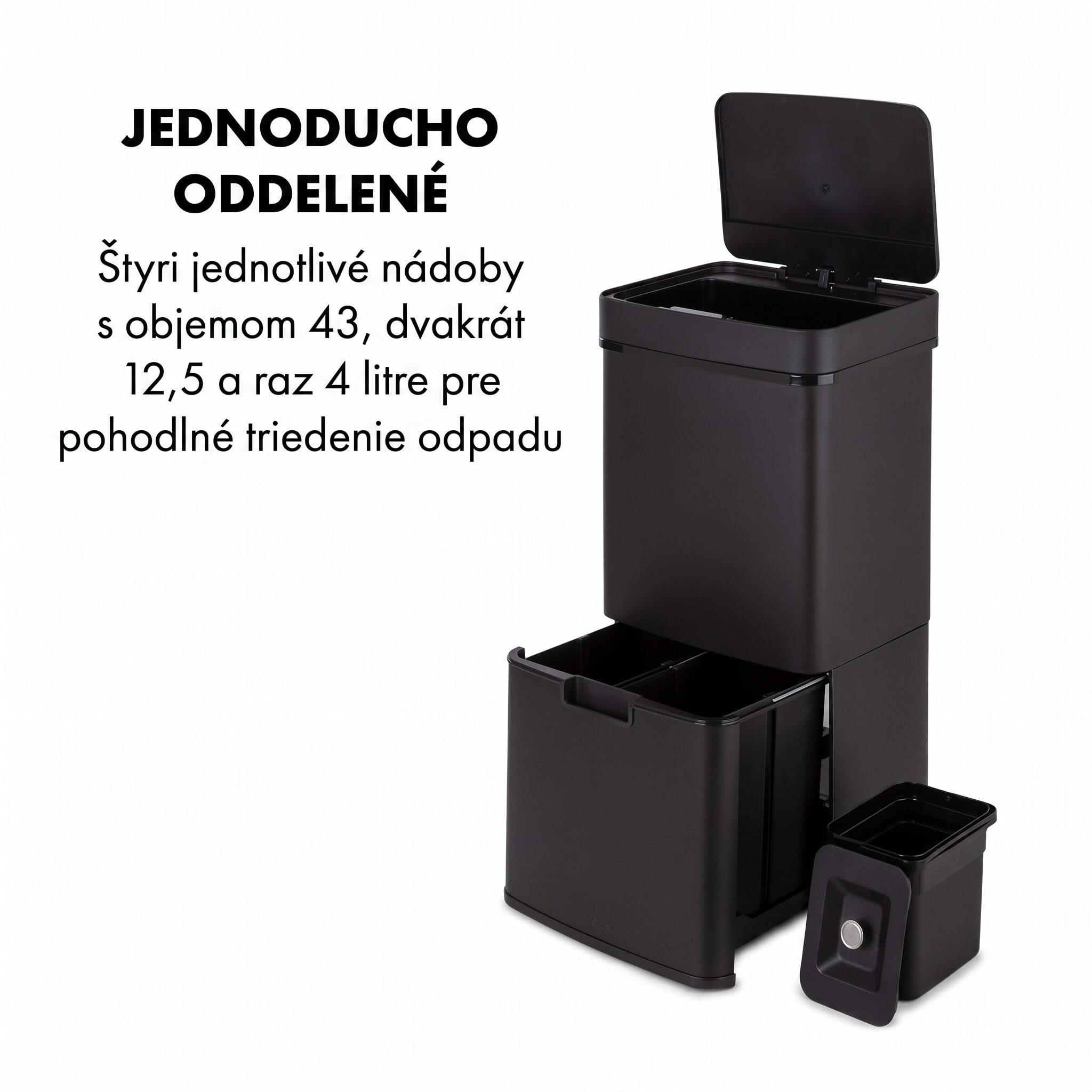 Klarstein Royal Trash Matte Black, odpadkový kôš so senzorom, 72 l, ušľachtilá oceľ, matná čierna – Obrázok 3