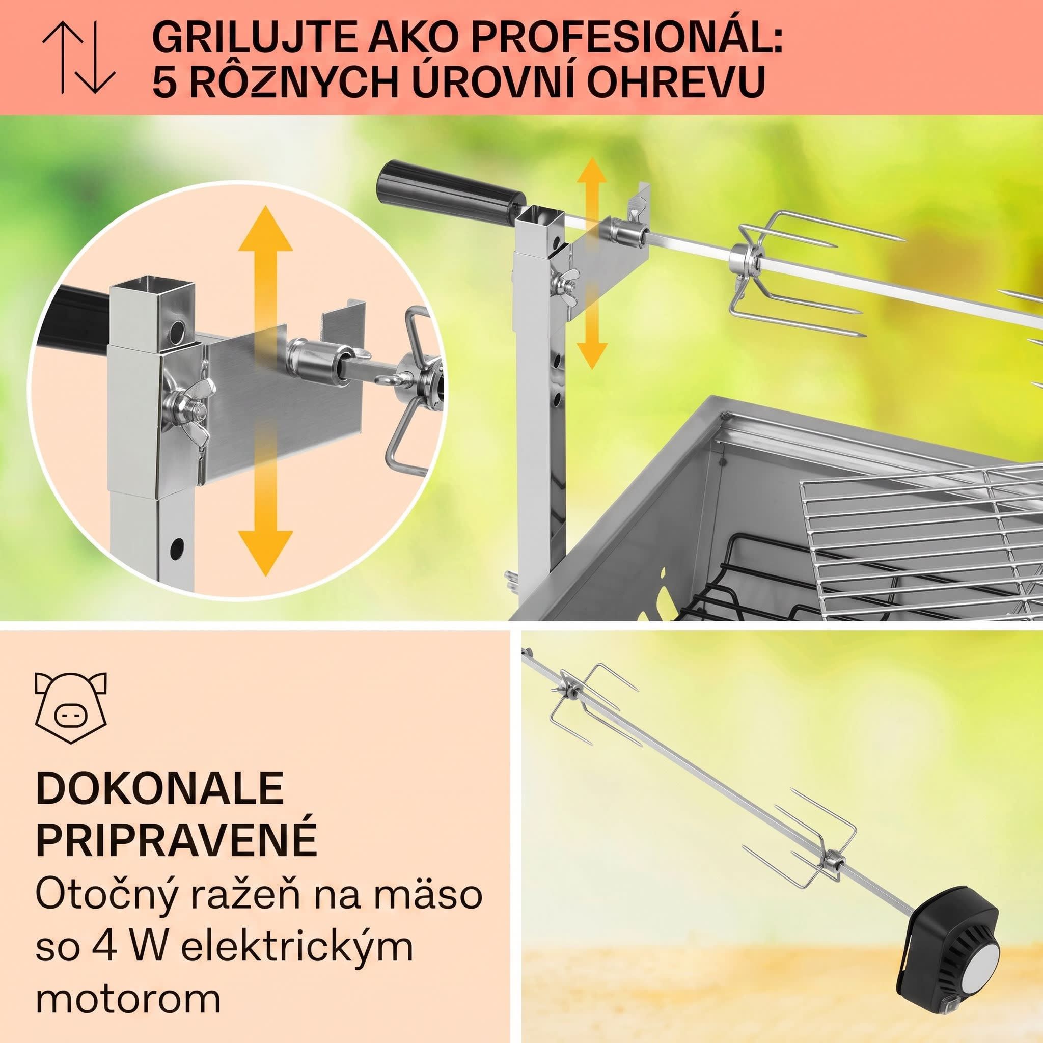 Klarstein Sauenland Mini, rotačný gril s ražňom, otočný špíz, 4 W, 12 kg max., ušľachtilá oceľ – Obrázok 3