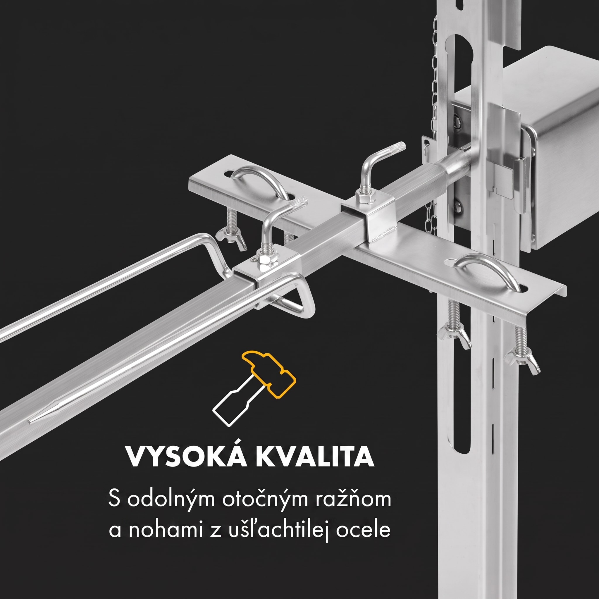 Klarstein Sauenland Survivor, gril na prasiatko, otočný špíz, 12 W, max. 70 kg, ušľachtilá oceľ – Obrázok 4