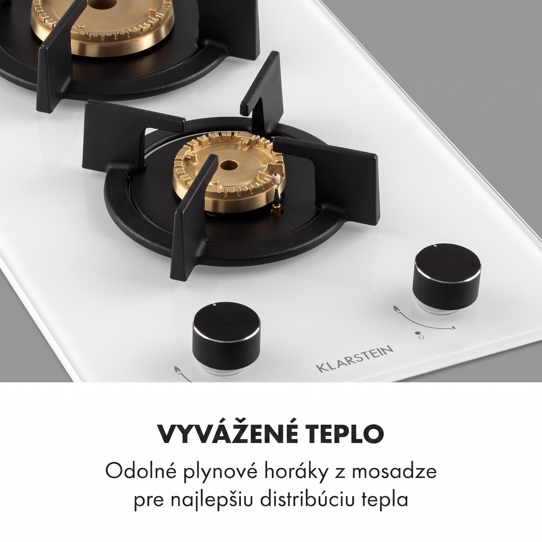 Klarstein Goldflame Domino, plynová varná doska, 2 mosadzné horáky, sklokeramika – Obrázok 3